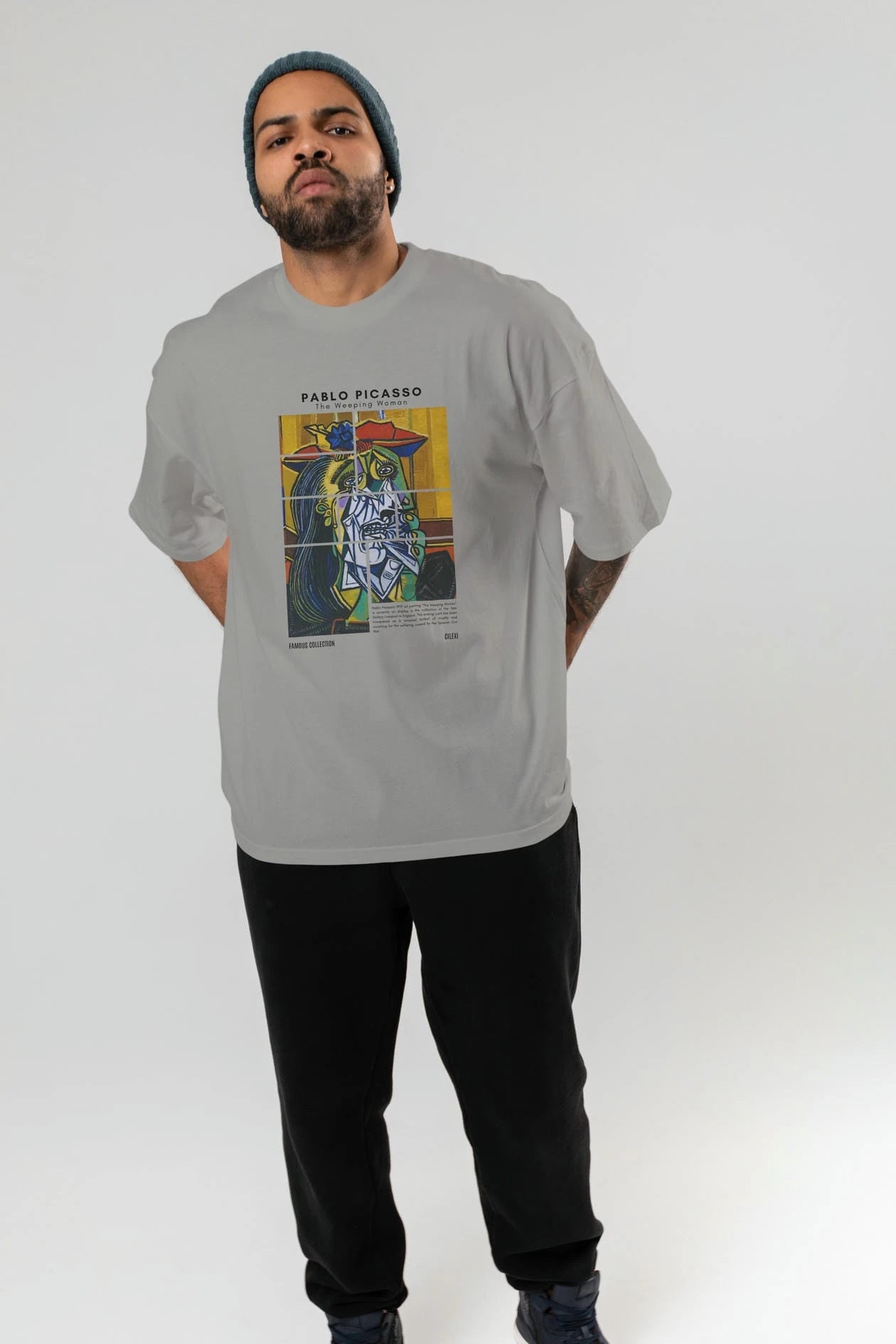 Pablo Picasso ön Baskılı Oversize t-shirt Erkek Kadın Bisiklet Yaka Pamuk tişort