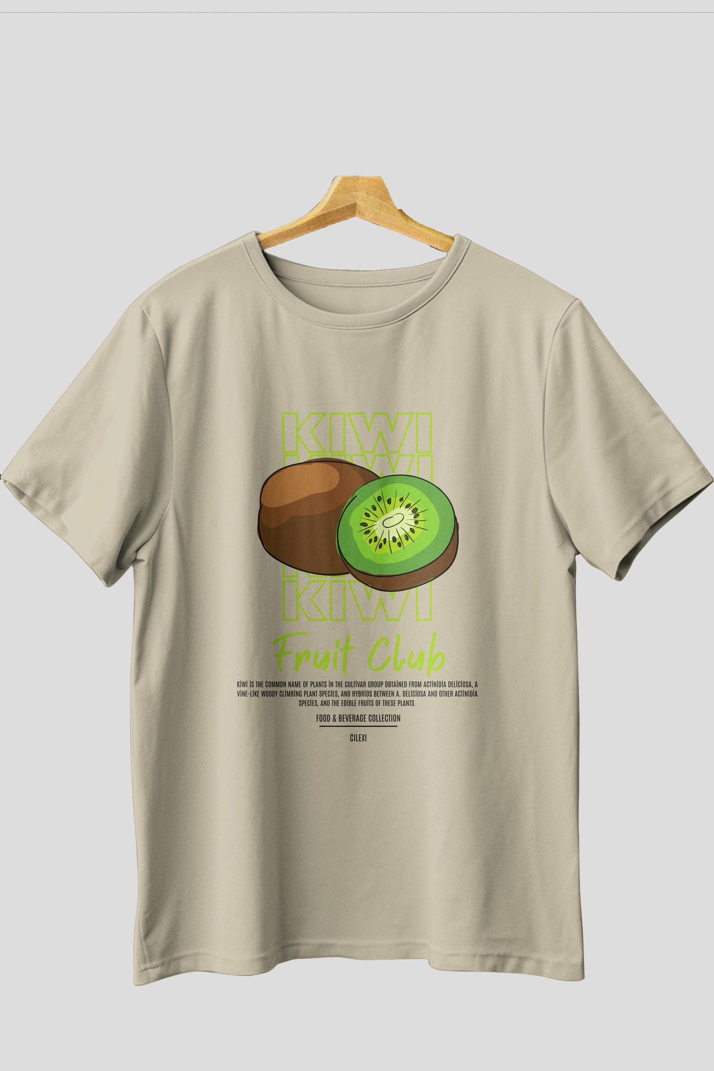 Kiwi Ön Baskılı Oversize t-shirt Erkek Kadın Pamuk Bisiklet Yaka tişort