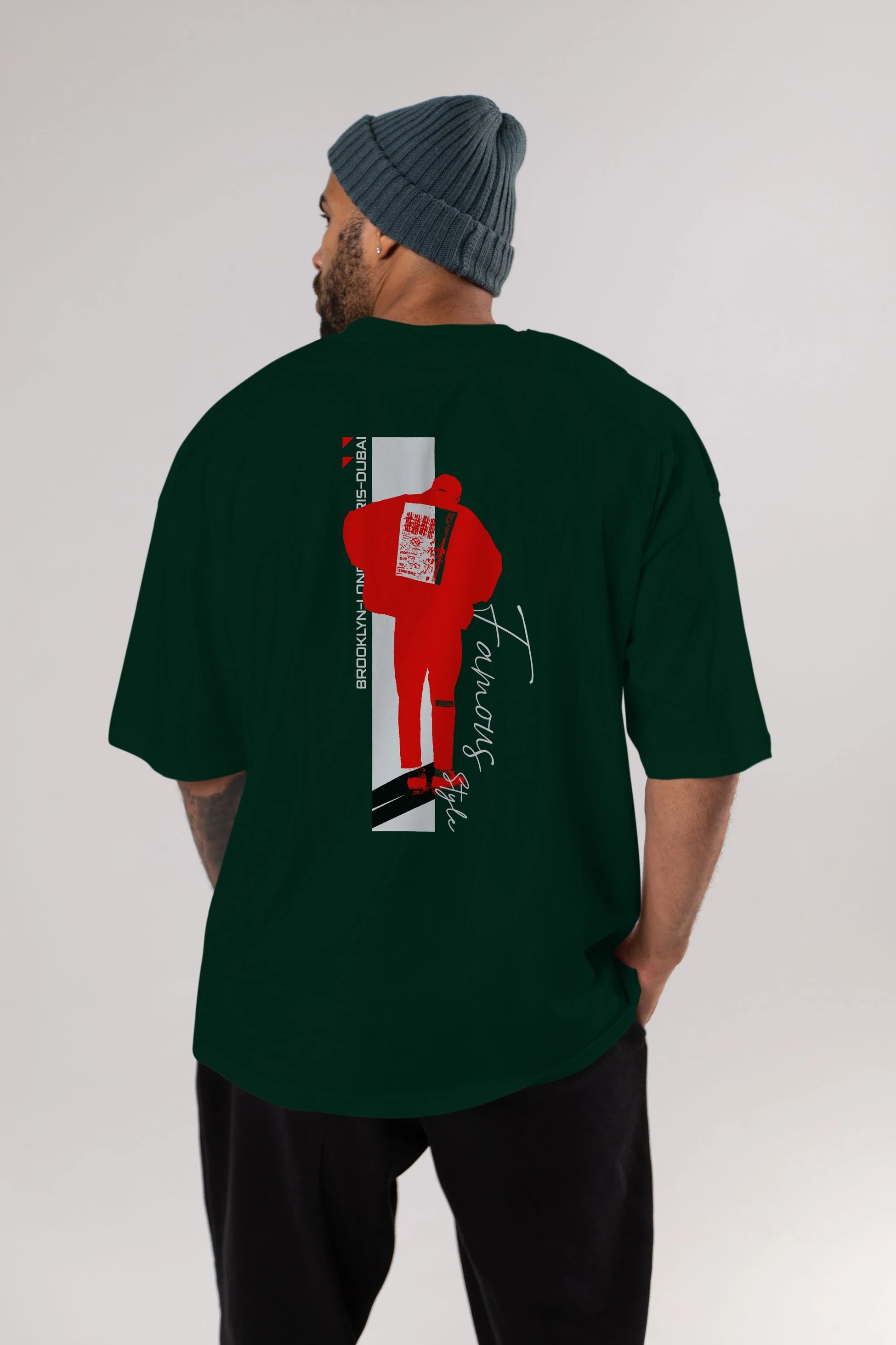 Brooklyn Style Arka Baskılı Oversize t-shirt Erkek Kadın Unisex