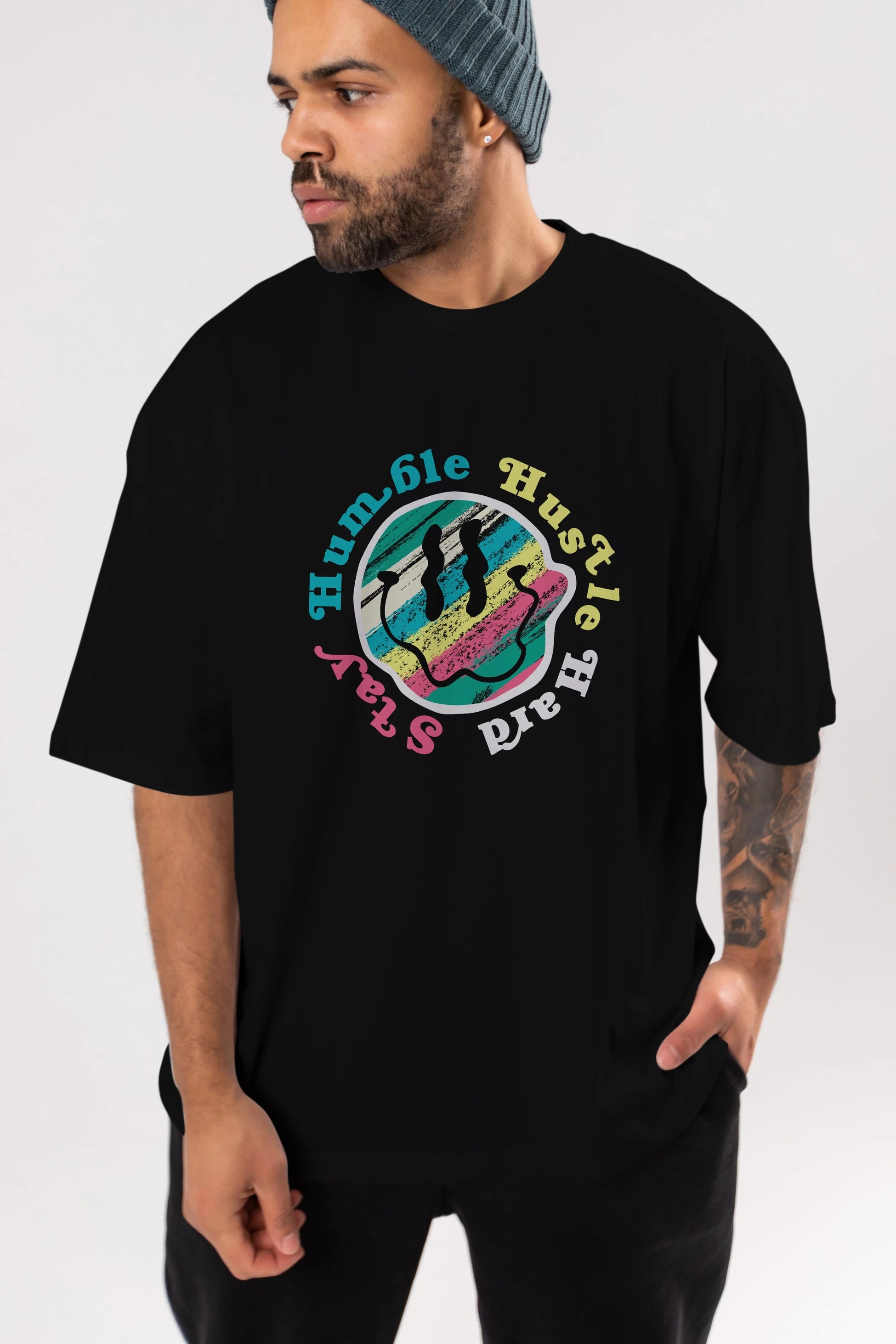Stay Humble 2 Ön Baskılı Oversize t-shirt Erkek Kadın Unisex