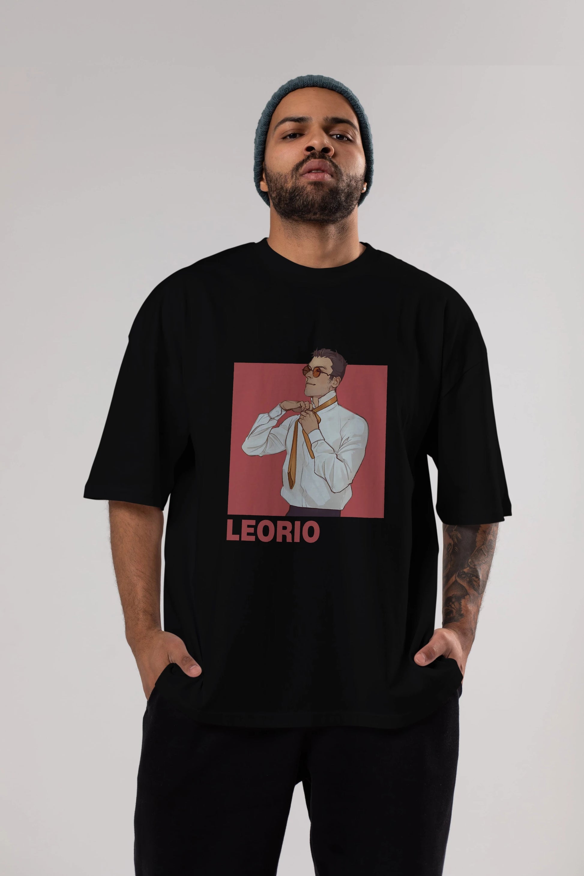 Leorio Paladiknight 5 Anime Ön Baskılı Oversize t-shirt %100 pamuk Erkek Kadın Unisex