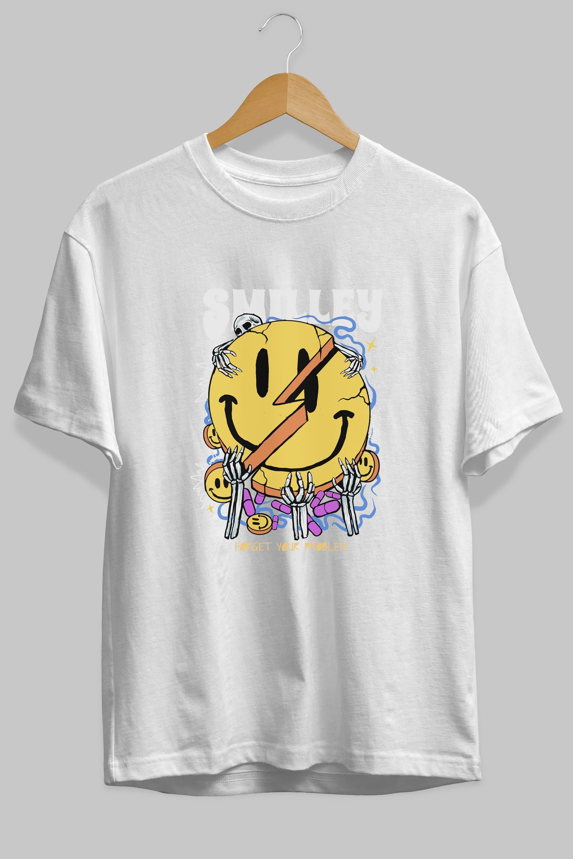 Smilley Streetwear Ön Baskılı Oversize t-shirt Erkek Kadın Unisex