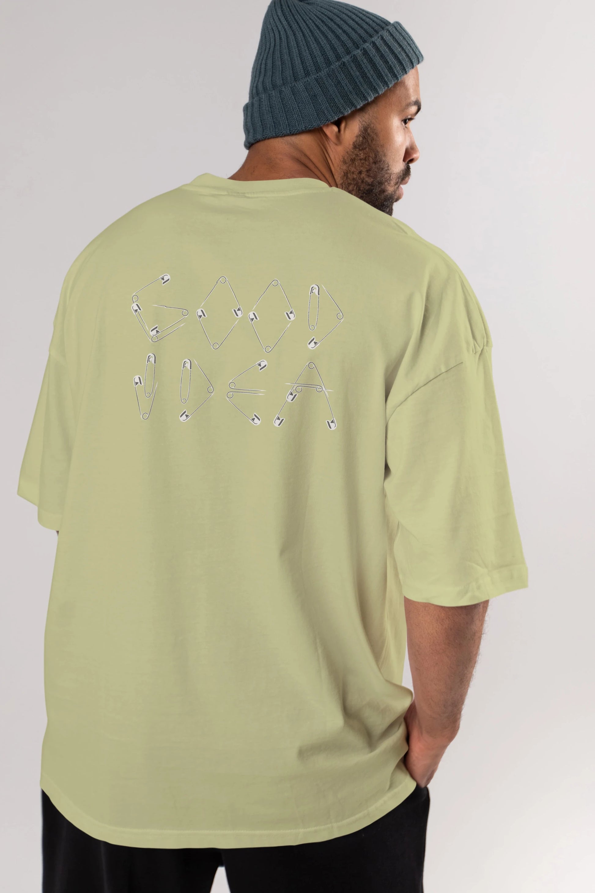 Good Idea Arka Baskılı Oversize t-shirt %100 pamuk Erkek Kadın Unisex