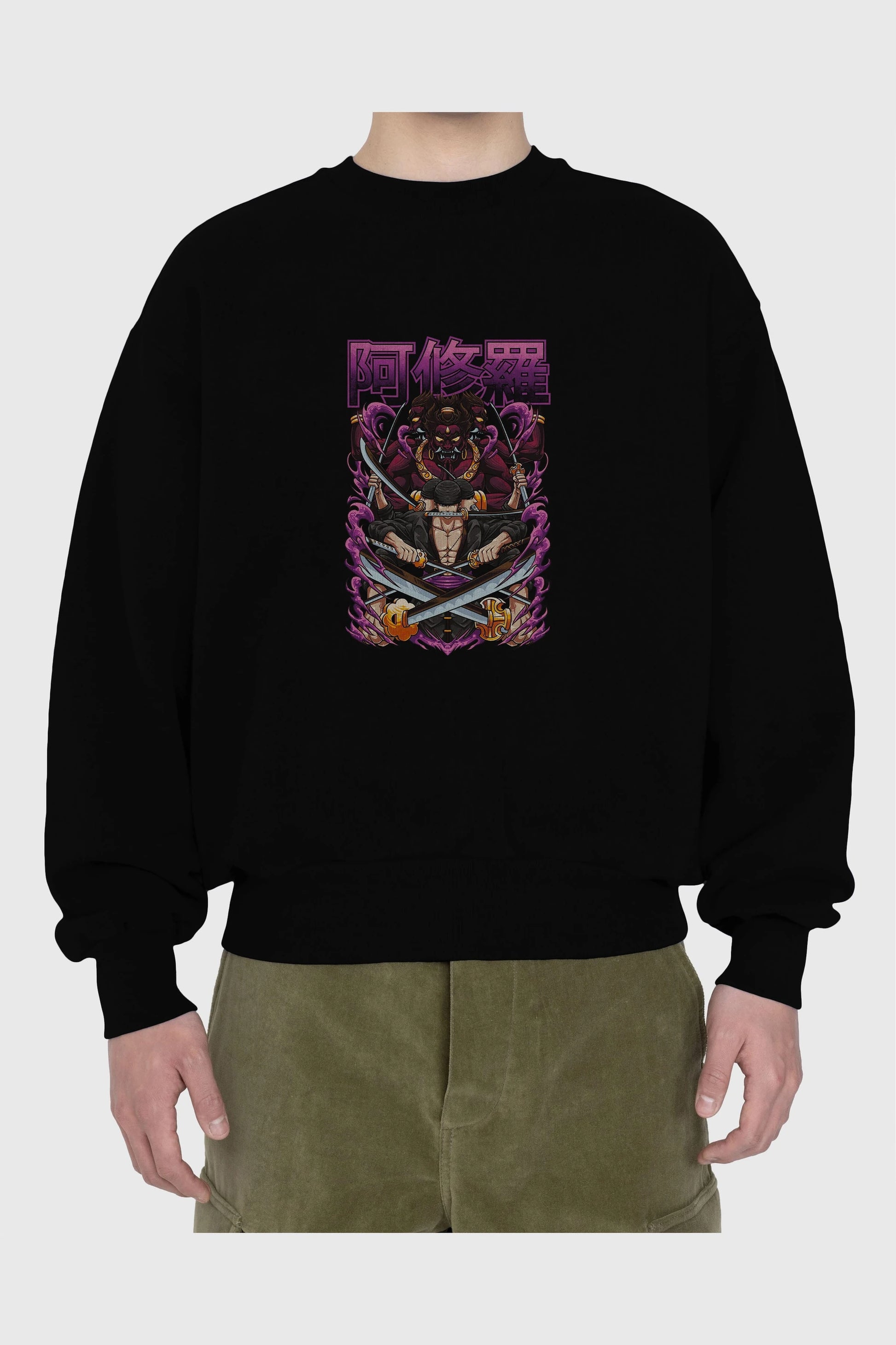 Roronoa Zoro 1 Anime Ön Baskılı Oversize Sweatshirt Erkek Kadın Unisex