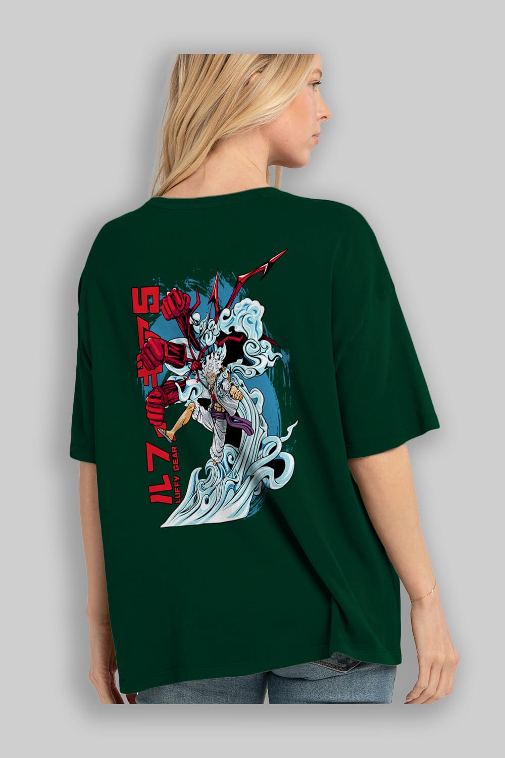 MONKEY D. LUFFY GEAR5 2 Anime Arka Baskılı Oversize t-shirt Erkek Kadın Unisex