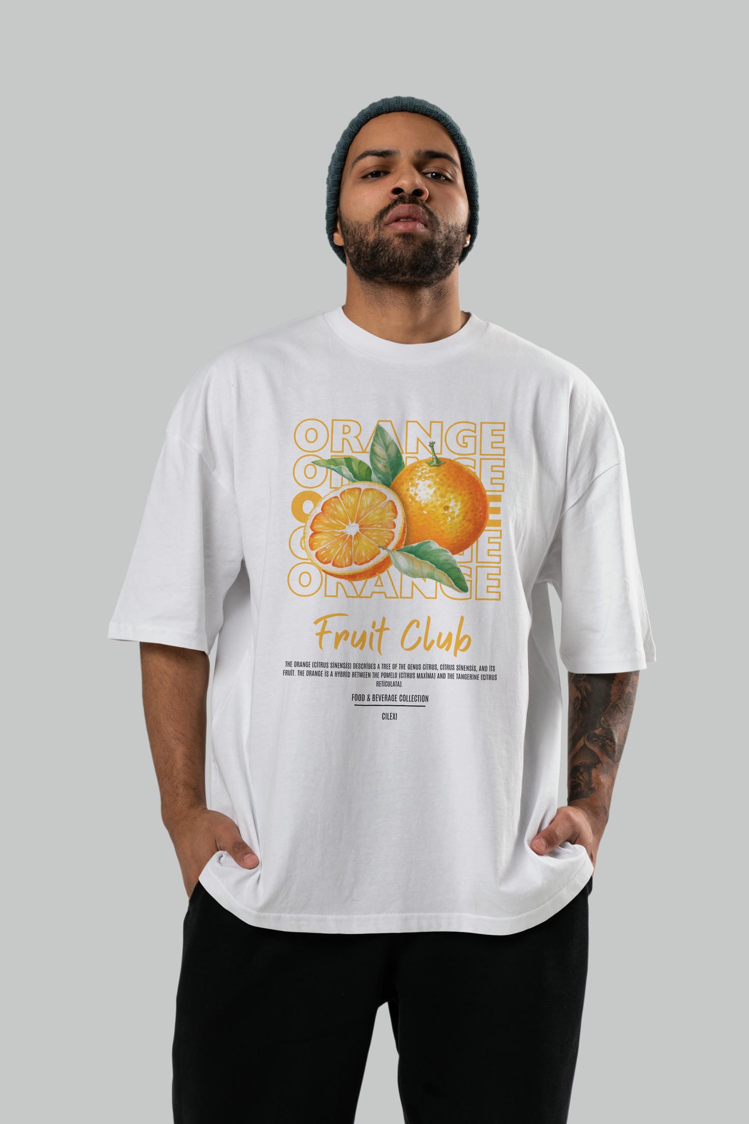 Orange Ön Baskılı Oversize t-shirt Erkek Kadın Pamuk Bisiklet Yaka tişort