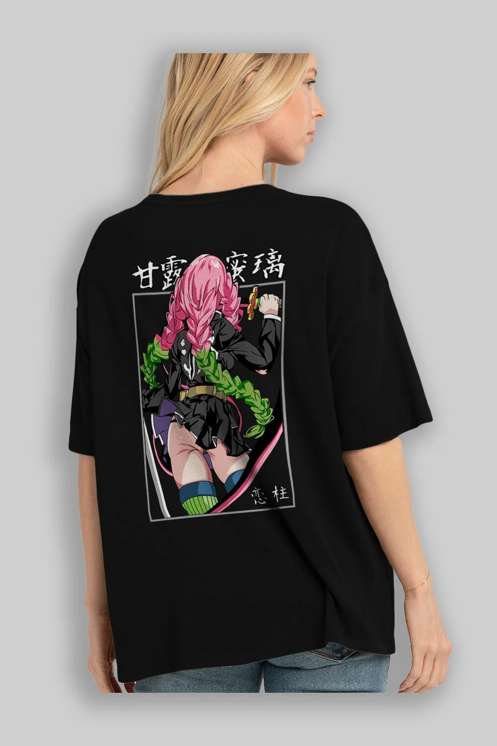 Mitsuri DEMONSLAYER Anime Arka Baskılı Oversize t-shirt Erkek Kadın Unisex