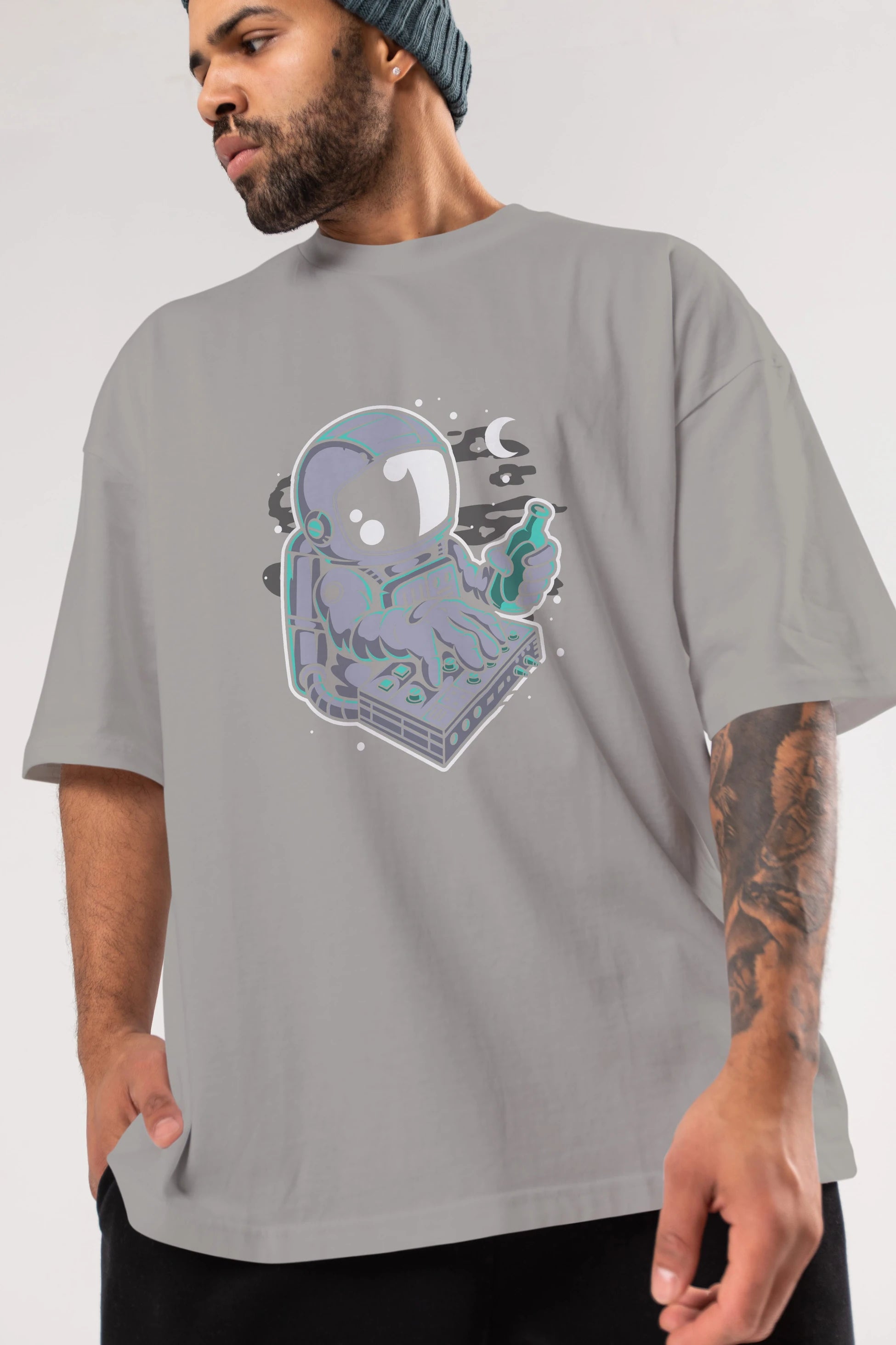 Astronaut Synth Ön Baskılı Oversize t-shirt Erkek Kadın Unisex