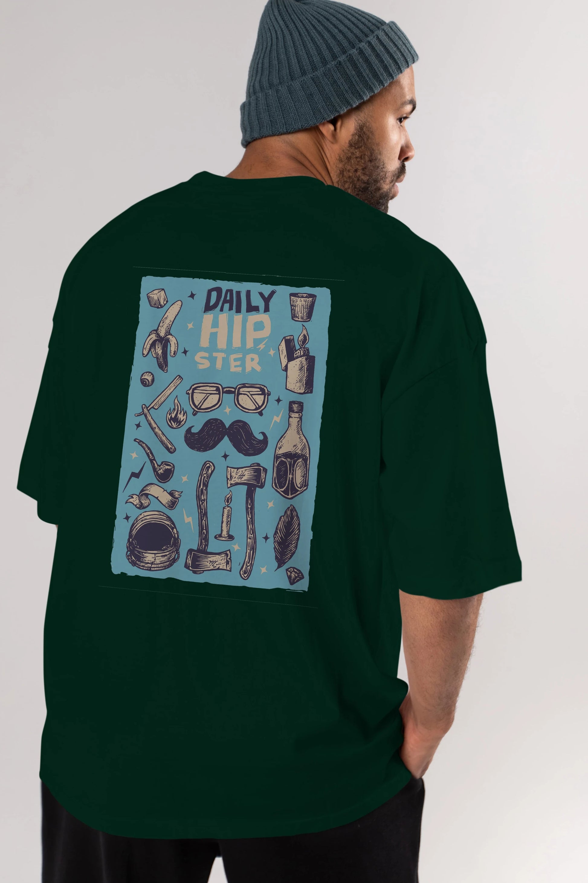 Hipster Arka Baskılı Oversize t-shirt Erkek Kadın Unisex %100 Pamuk