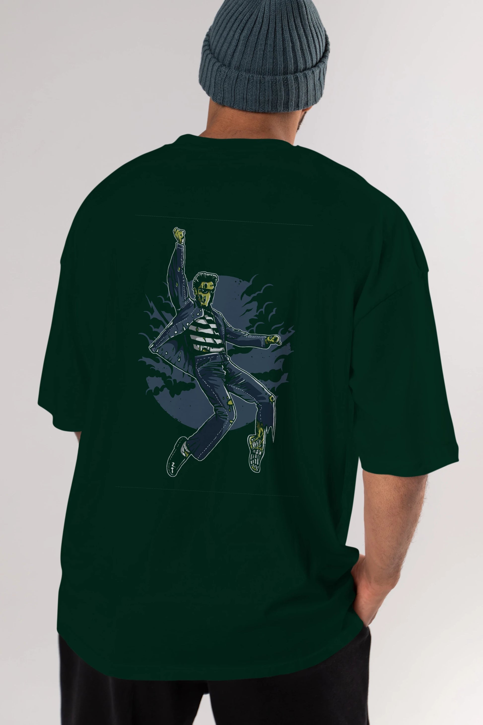 Zombie King Arka Baskılı Oversize t-shirt Erkek Kadın Unisex %100 Pamuk