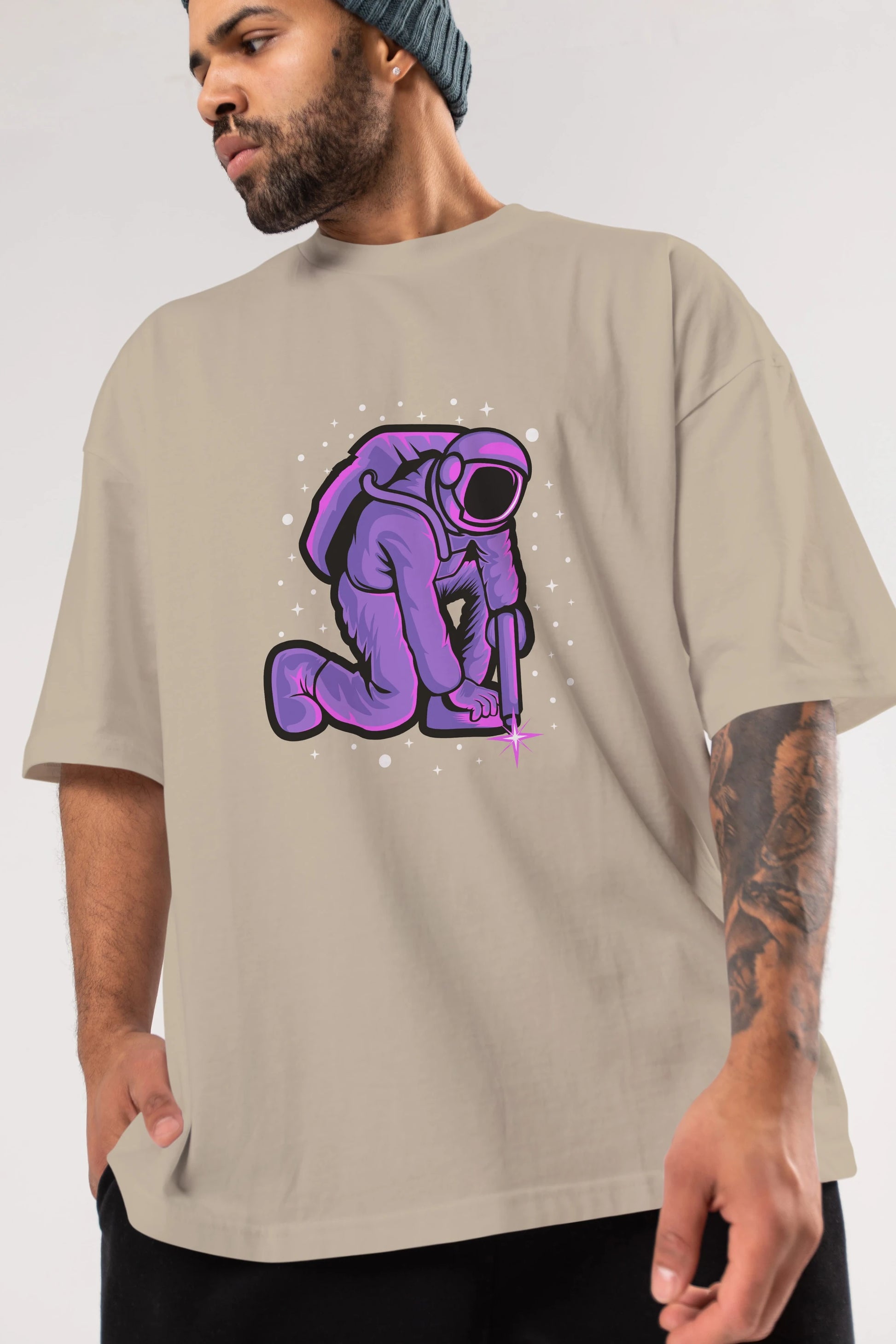 Welding in Space Ön Baskılı Oversize t-shirt Erkek Kadın Unisex