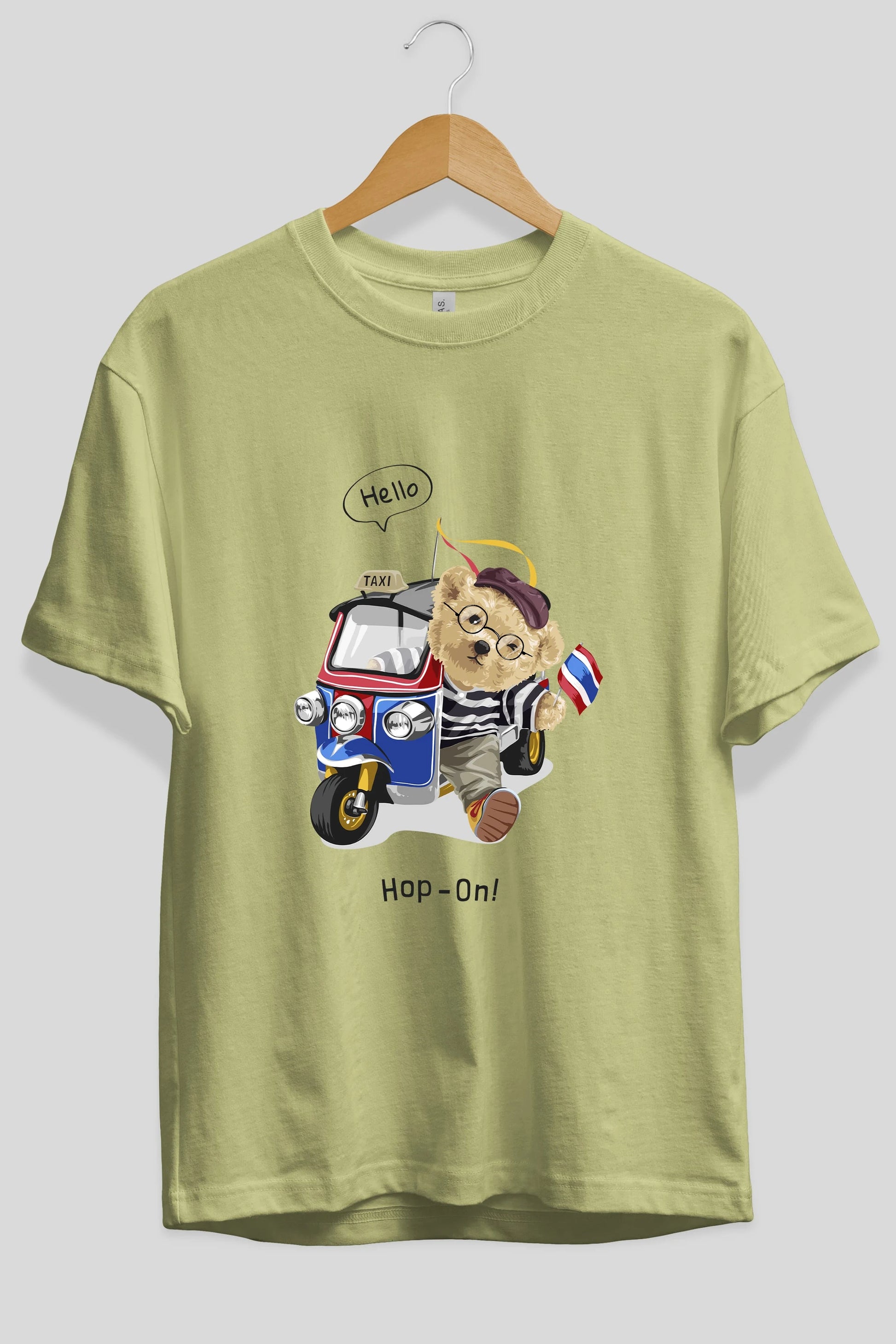 Teddy Bear Hop-On Ön Baskılı Oversize t-shirt Erkek Kadın Unisex %100 Pamuk