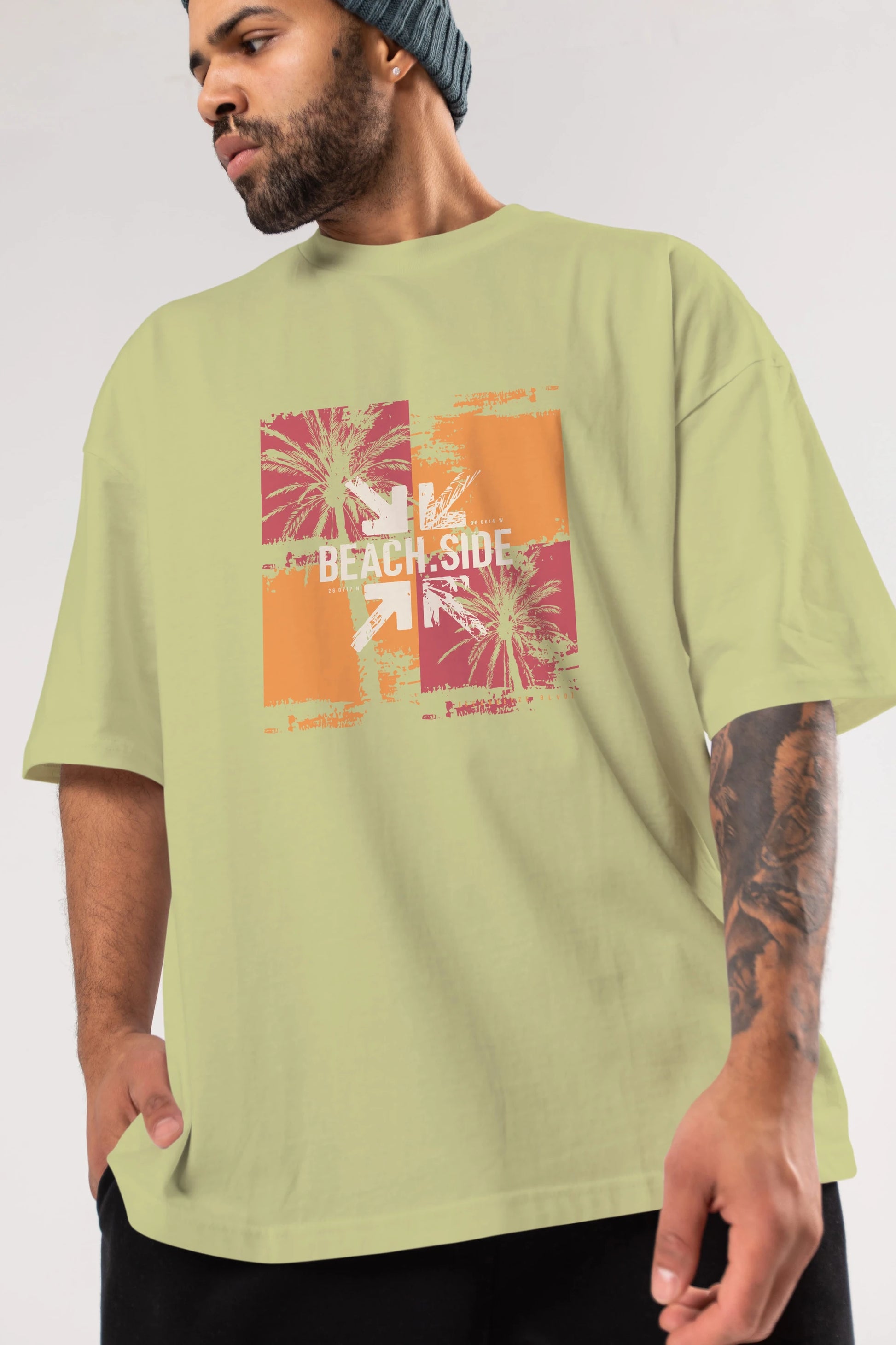 Beach Side Ön Baskılı Oversize t-shirt Erkek Kadın Unisex