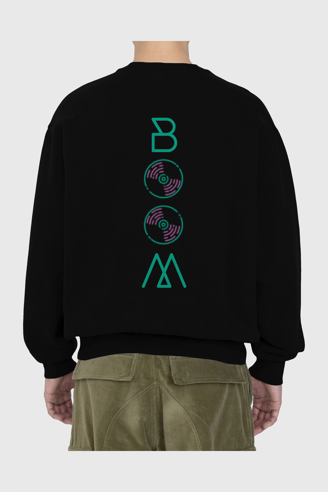 Boom Arka Baskılı Oversize Sweatshirt Erkek Kadın Unisex