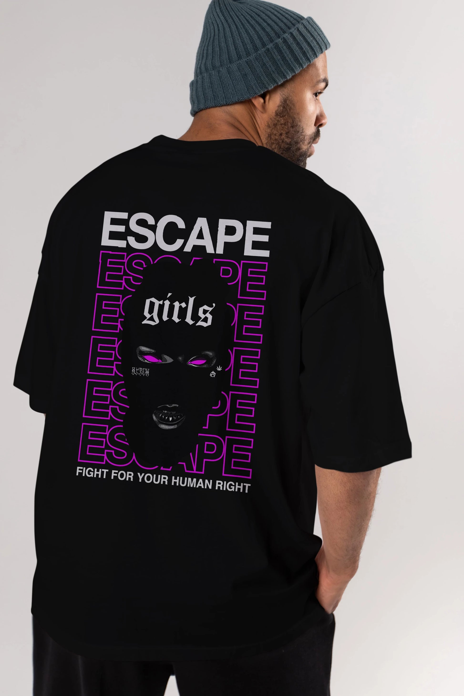 Escape Girl Arka Baskılı Oversize t-shirt Erkek Kadın Unisex
