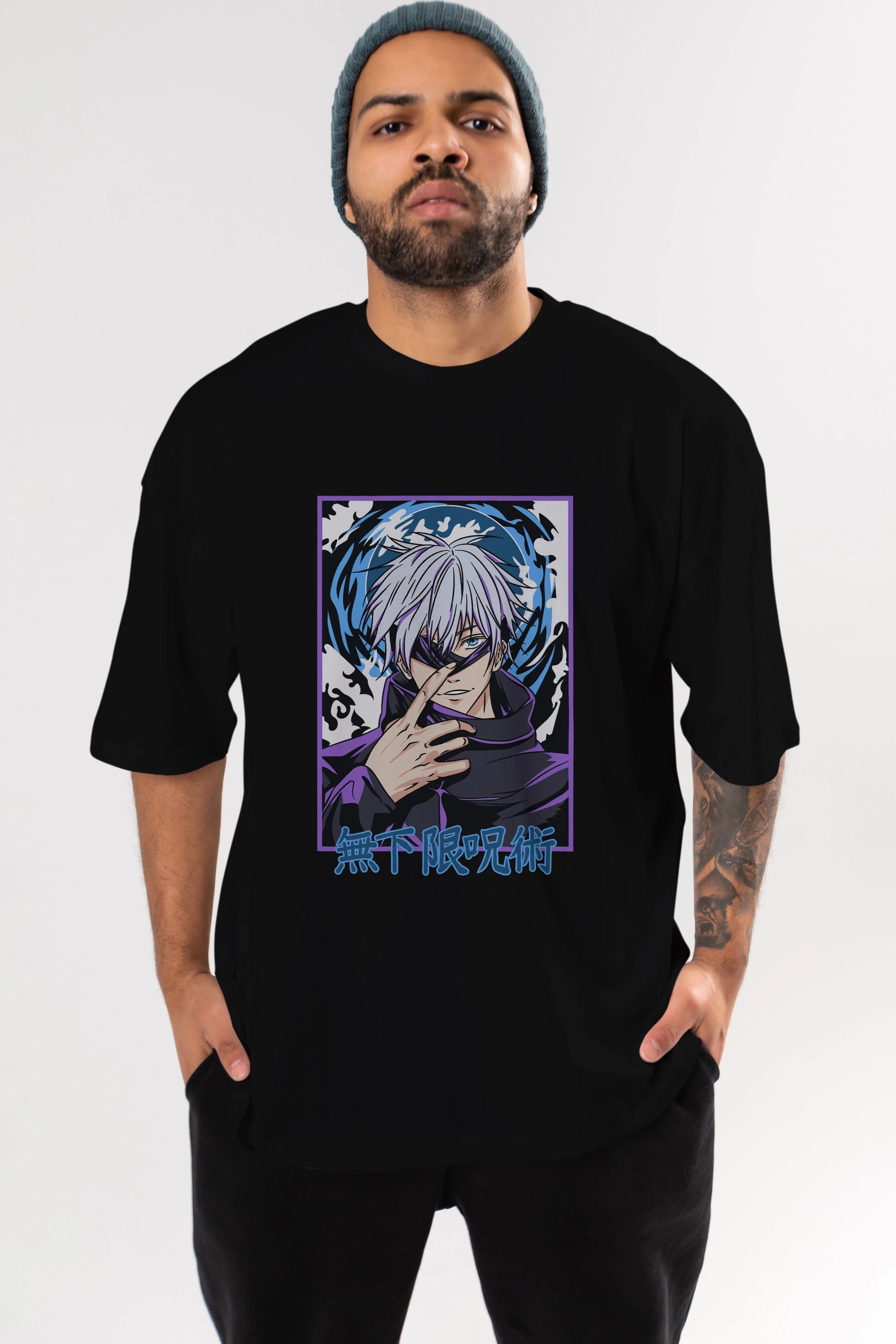 SATORU GOJO 3 Anime Ön Baskılı Oversize t-shirt %100 pamuk Erkek Kadın Unisex