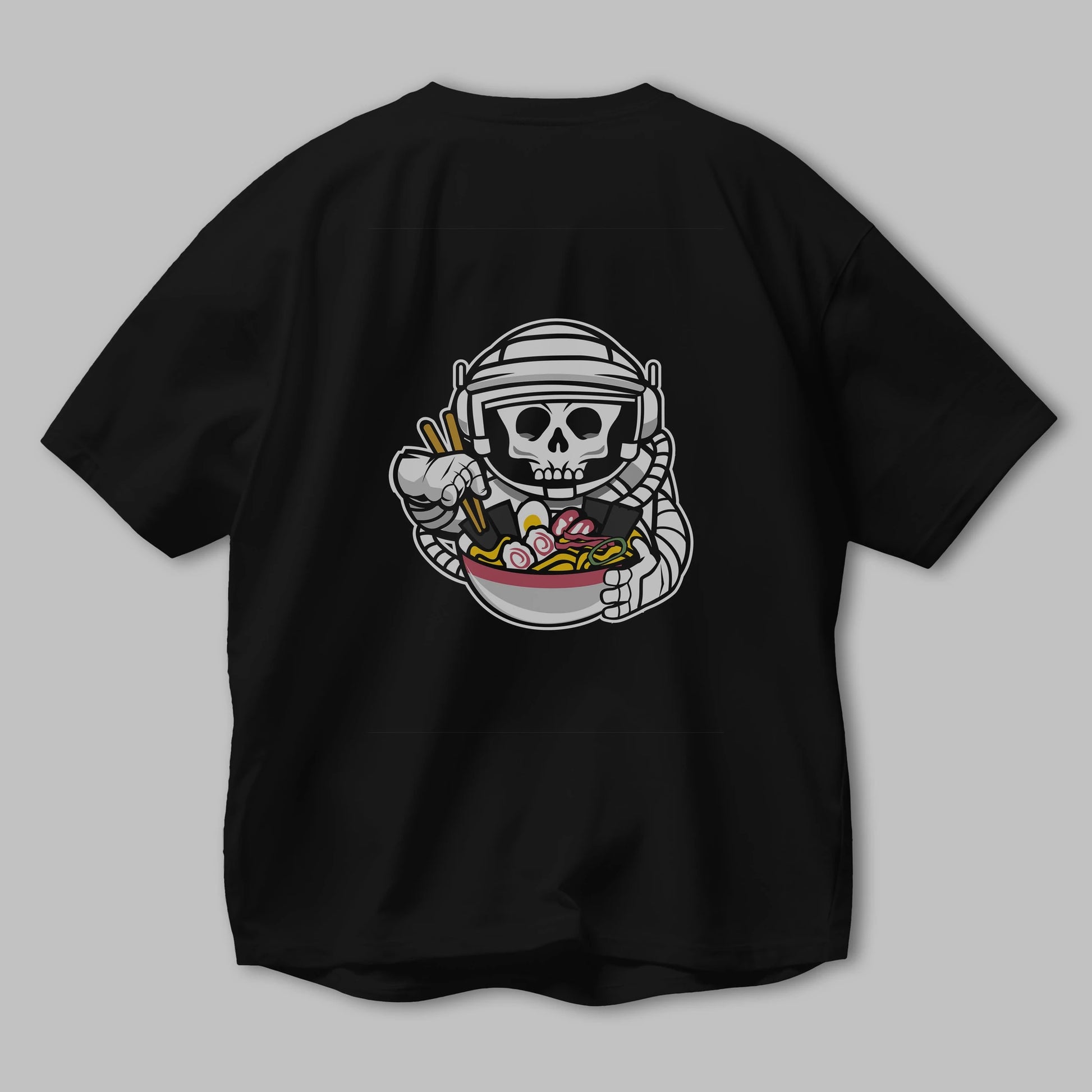 Astronaut Ramen Arka Baskılı Oversize t-shirt Erkek Kadın Unisex %100 Pamuk tişort