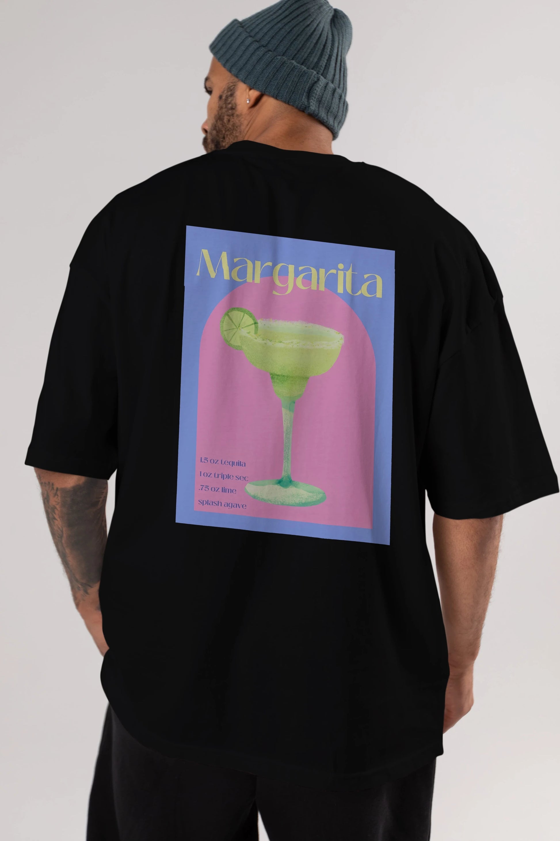 Margarita 6 Arka Baskılı Oversize t-shirt Erkek Kadın Unisex %100 Pamuk Bisiklet Yaka tişort