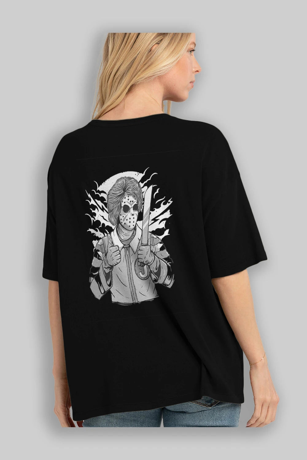 Clown Killer Arka Baskılı Oversize t-shirt Erkek Kadın Unisex %100 Pamuk
