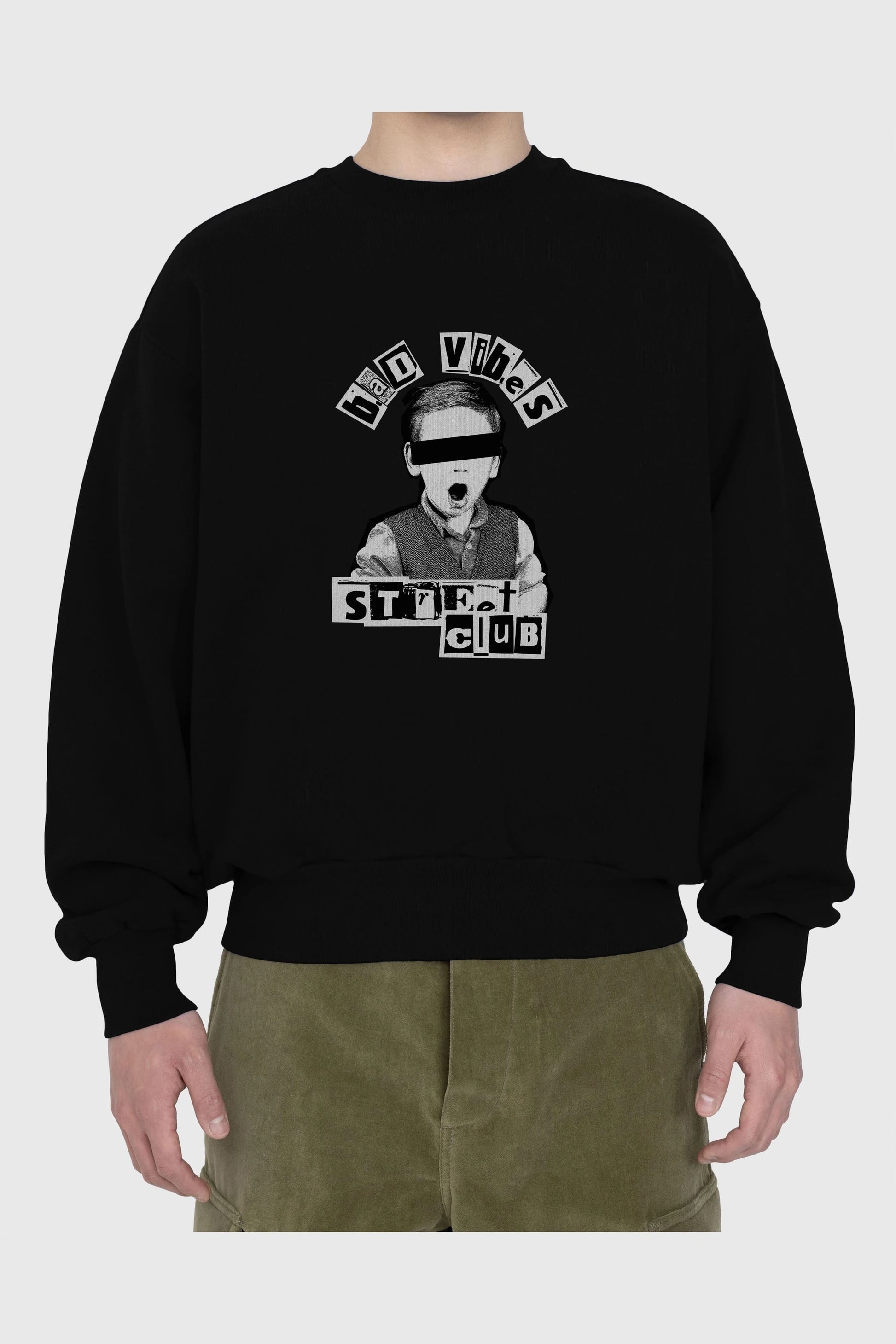 Bad Vibes Street Club Ön Baskılı Oversize Sweatshirt Erkek Kadın Unisex