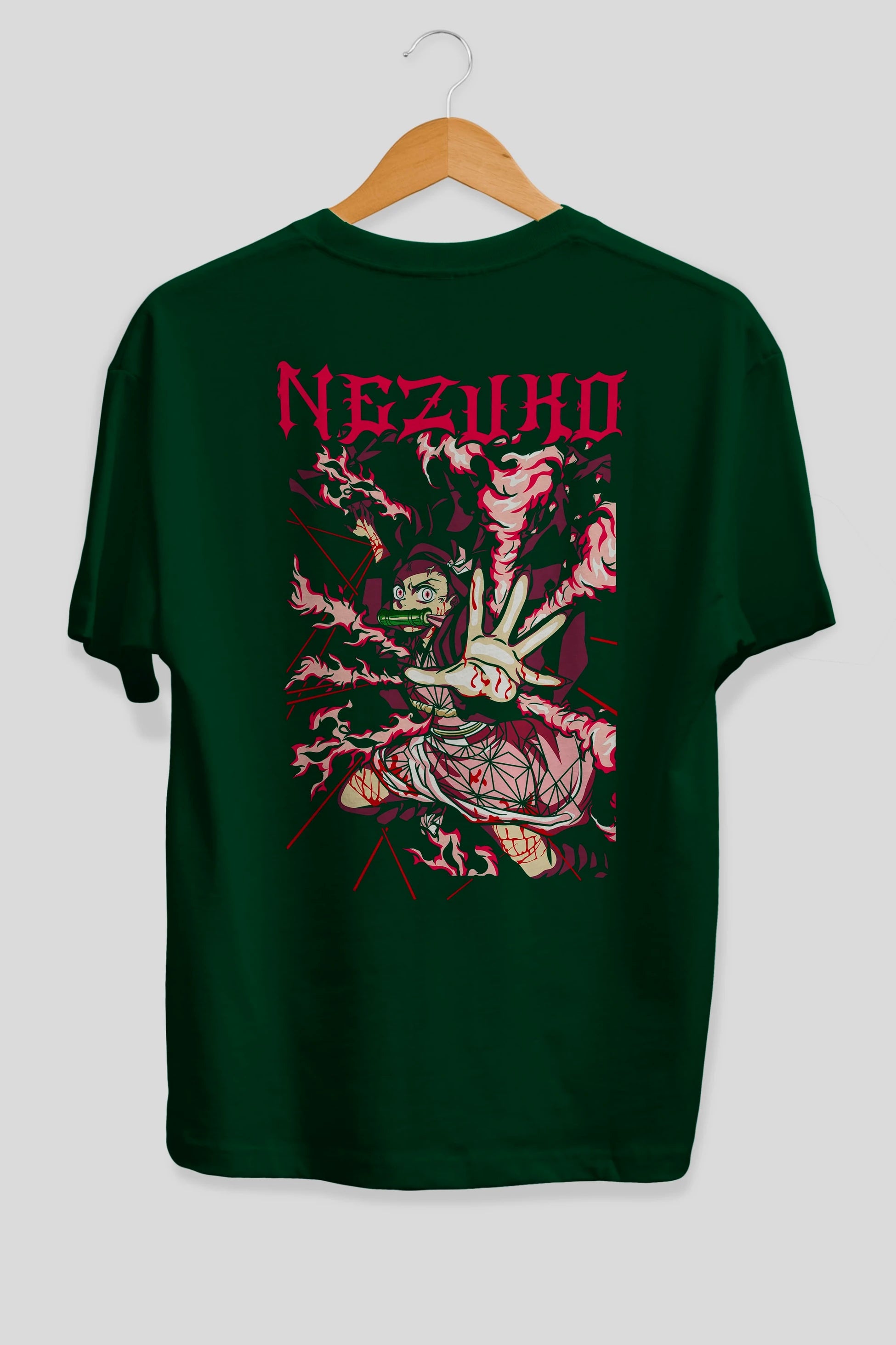 NEZUKO KAMADO Anime Arka Baskılı Oversize t-shirt Erkek Kadın Unisex