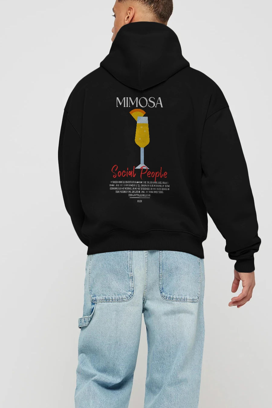 Mimosa Kokteyl Arka Baskılı Hoodie Oversize Kapüşonlu Sweatshirt Erkek Kadın