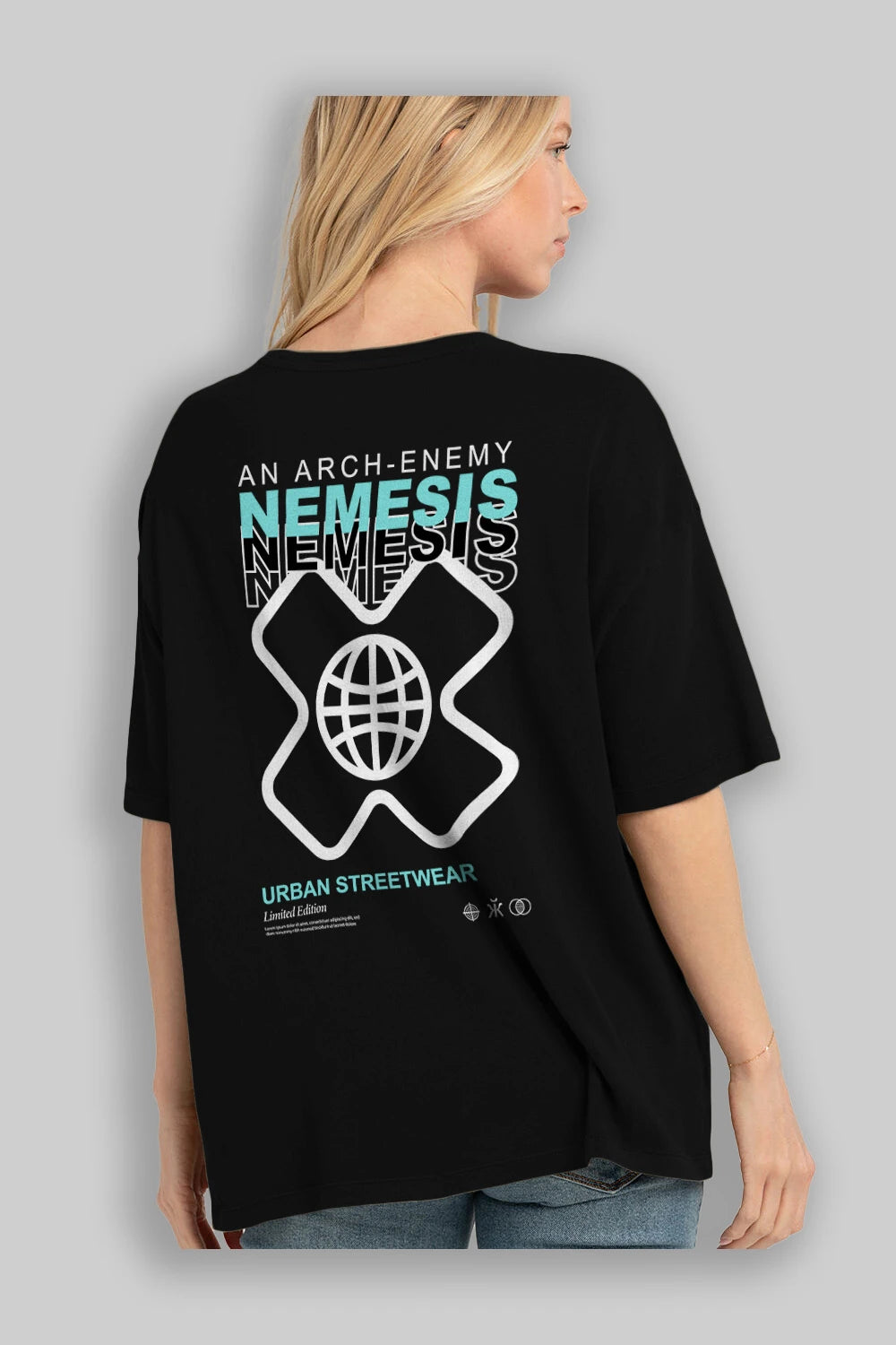 Nemesis Urban Arka Baskılı Oversize t-shirt Erkek Kadın Unisex