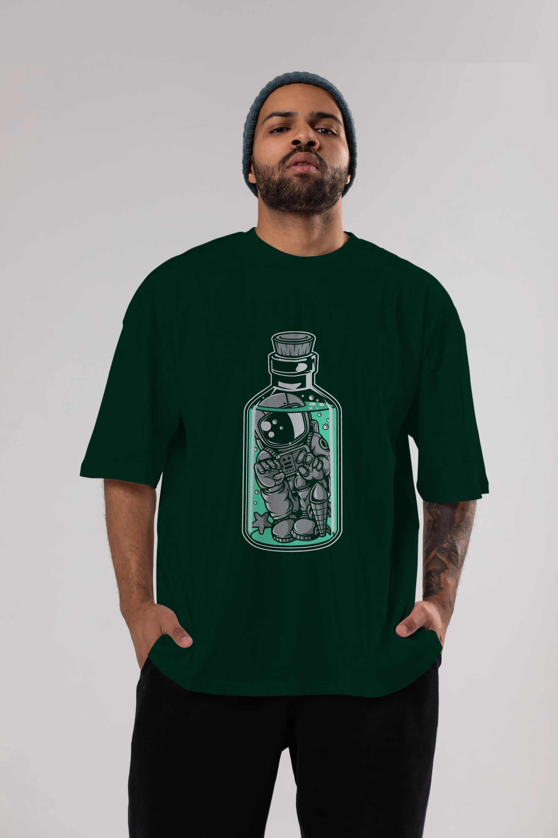 Astronaut in The Bottle Ön Baskılı Oversize t-shirt Erkek Kadın Unisex