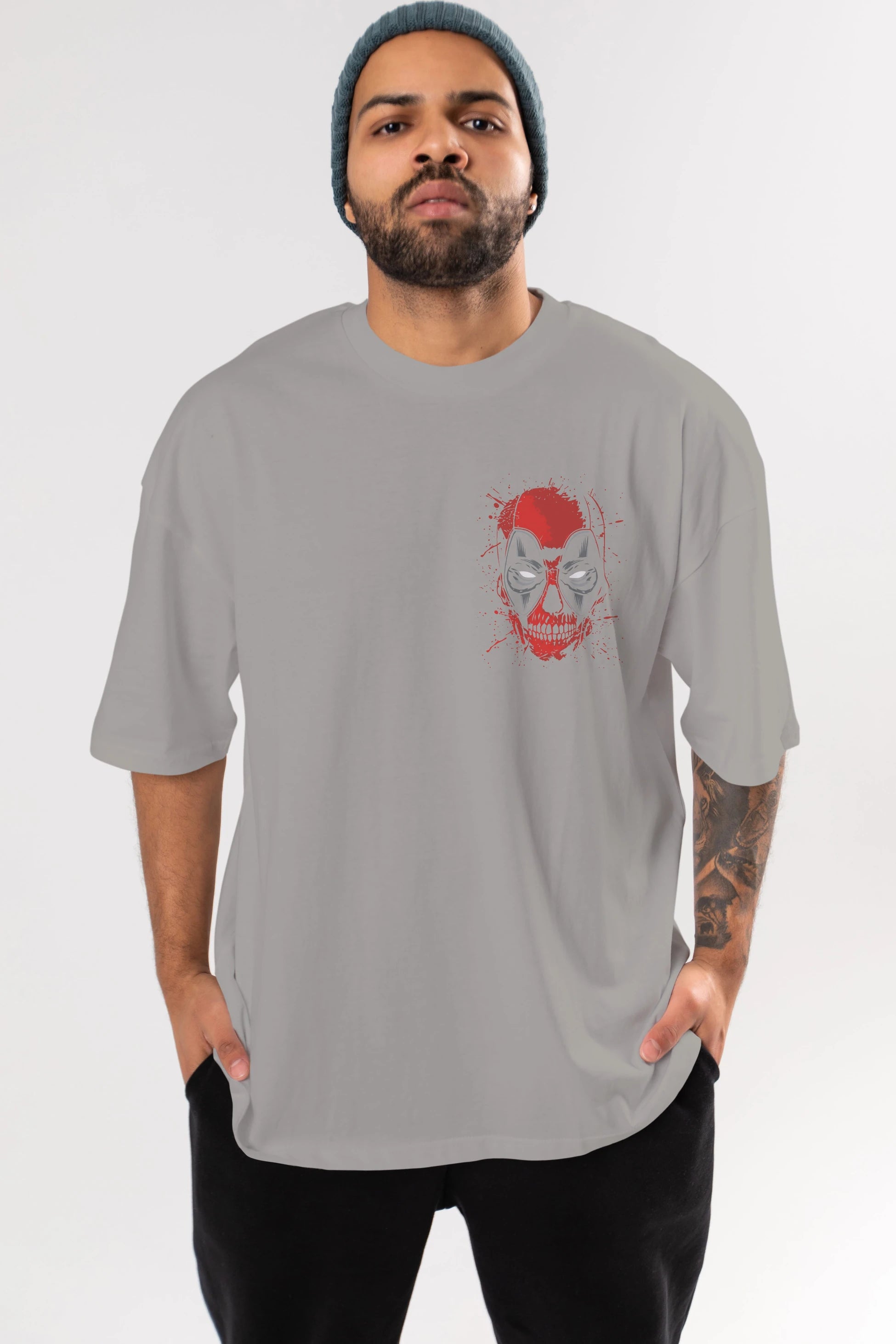 Deadpool (3) Ön Sol Baskılı Oversize t-shirt Erkek Kadın Unisex %100 Pamuk Bisiklet Yaka tişort