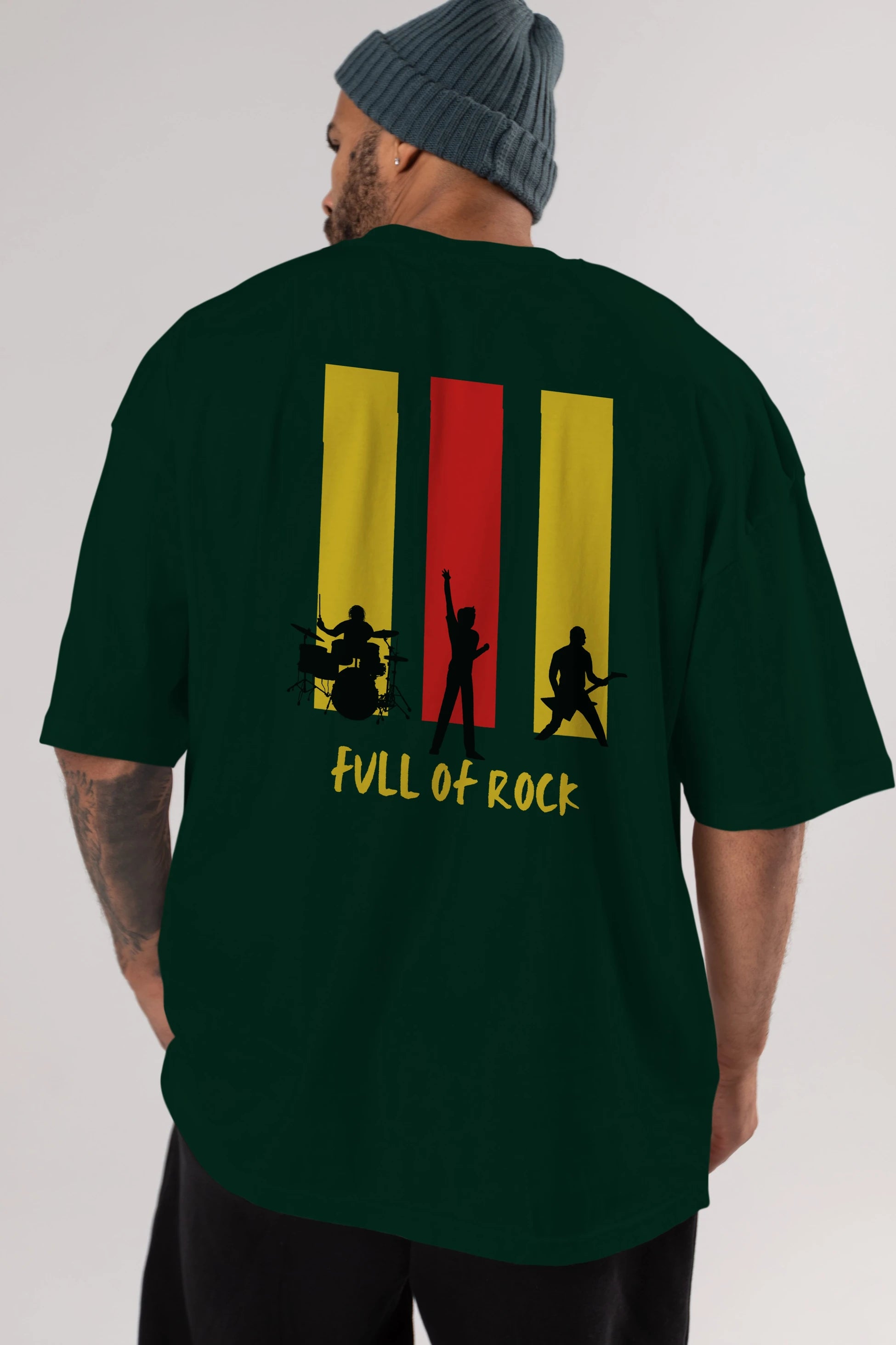 Full of Rock Yazılı Arka Baskılı Oversize t-shirt Erkek Kadın Unisex