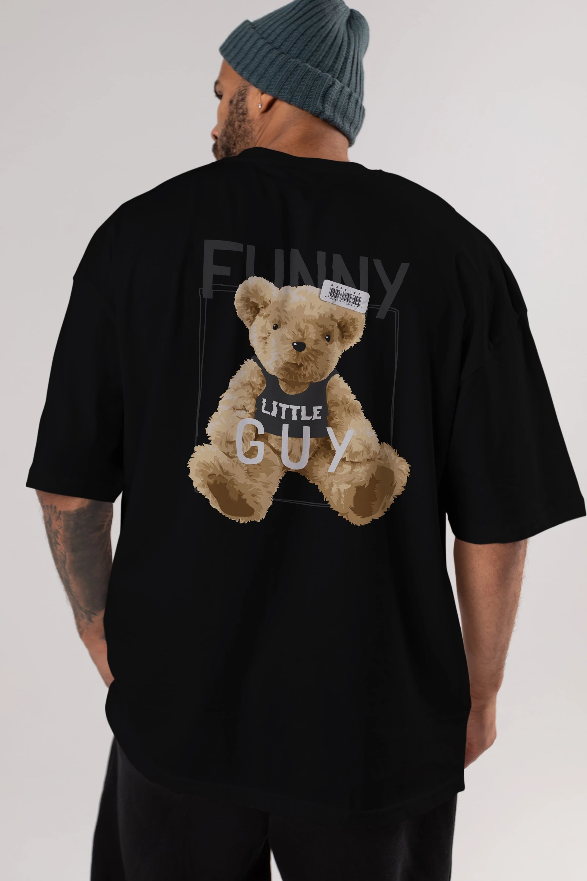Teddy Bear Funny Arka Baskılı Oversize t-shirt Erkek Kadın Unisex %100 Pamuk