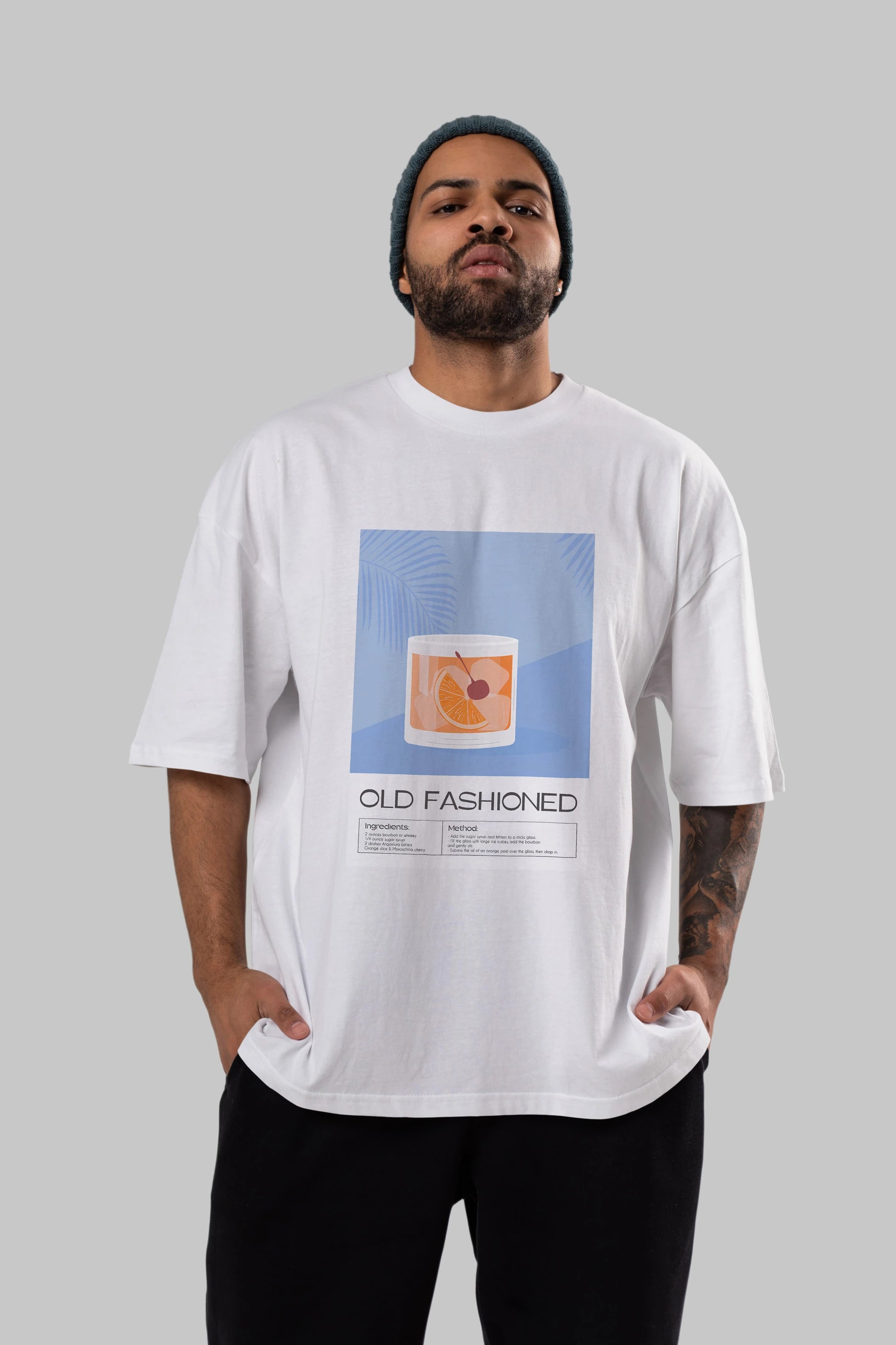Old Fashioned 3 Ön Baskılı Oversize t-shirt Erkek Kadın Unisex %100 Pamuk Bisiklet Yaka tişort