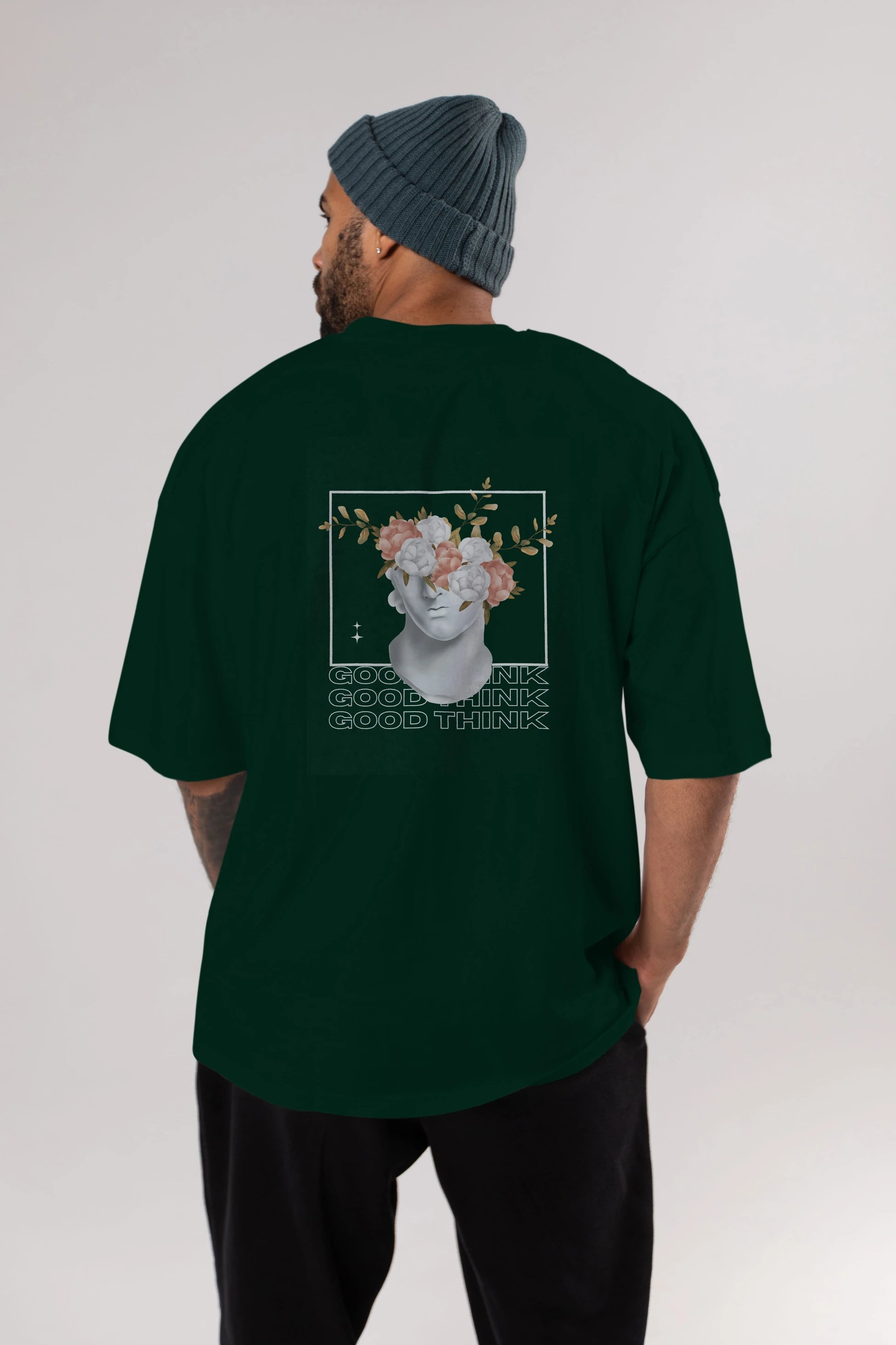 Good Think Yazılı Arka Baskılı Oversize t-shirt Erkek Kadın Unisex