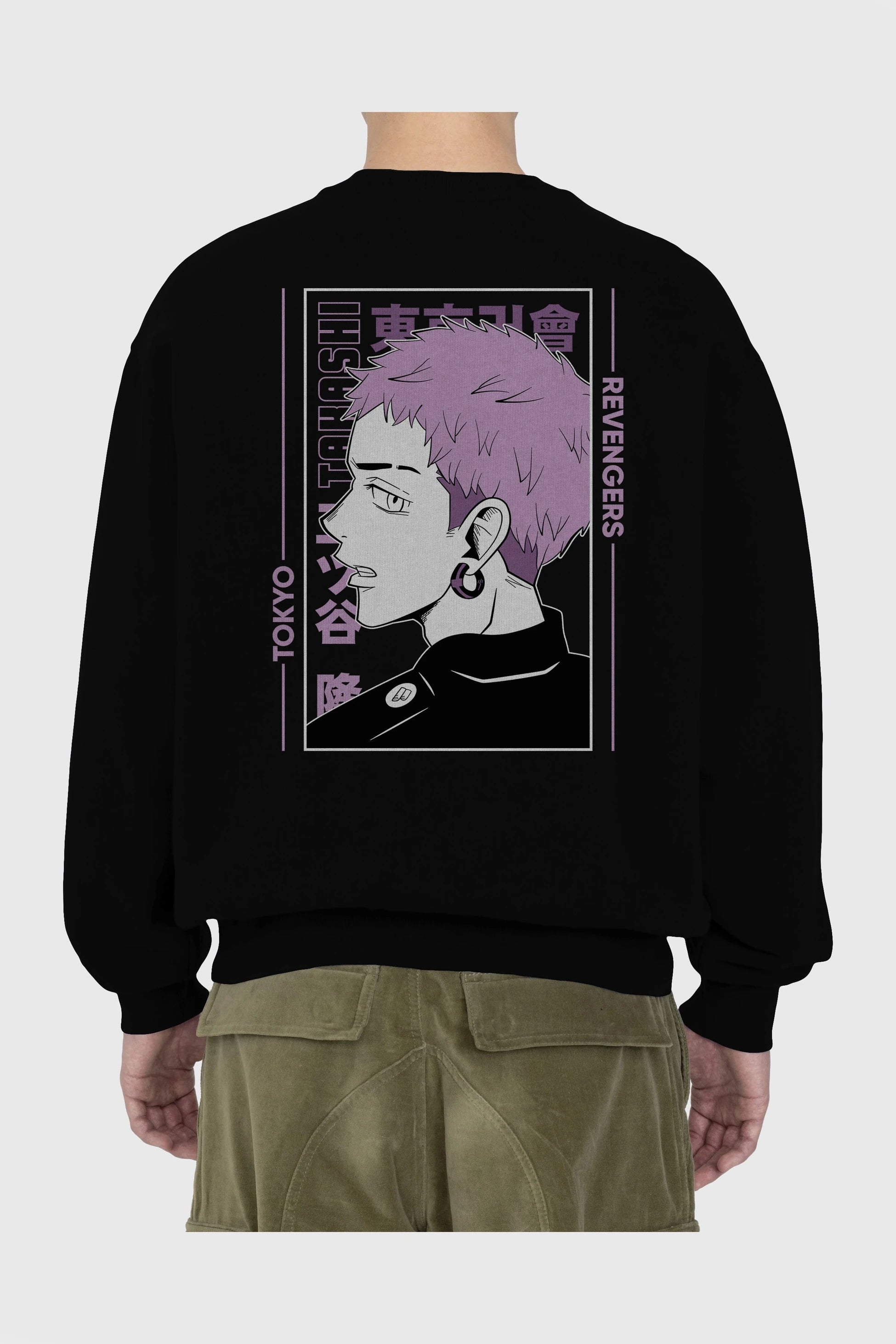 Takashi Mitsuya Anime Arka Baskılı Oversize Sweatshirt Erkek Kadın Unisex