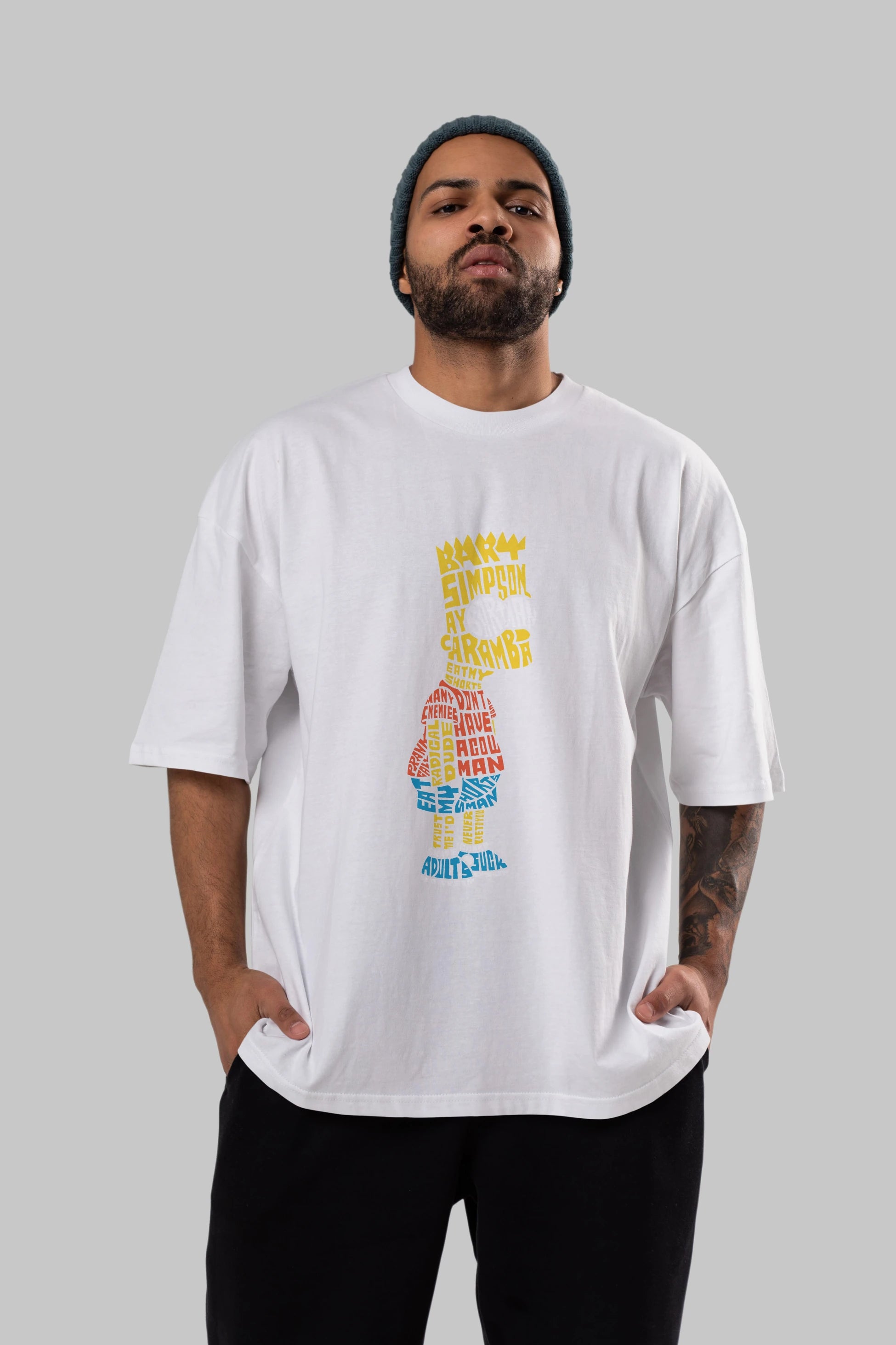 Bart Simpson Ön Baskılı Oversize t-shirt %100 pamuk Erkek Kadın Unisex