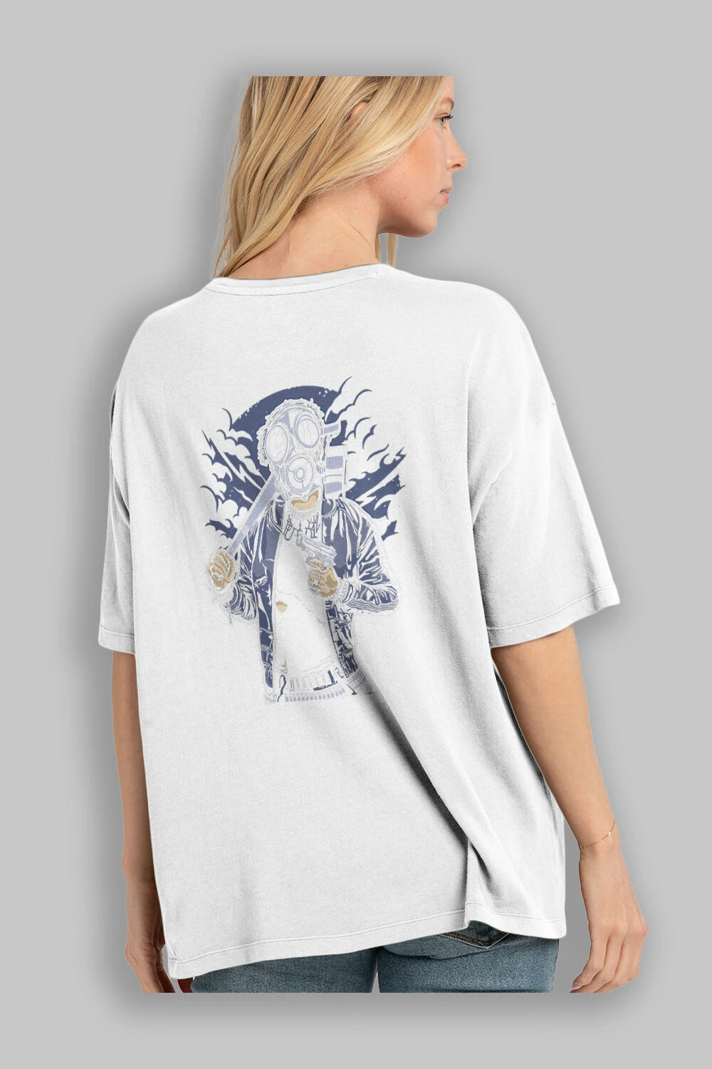 Gasmask Bastard Arka Baskılı Oversize t-shirt Erkek Kadın Unisex %100 Pamuk