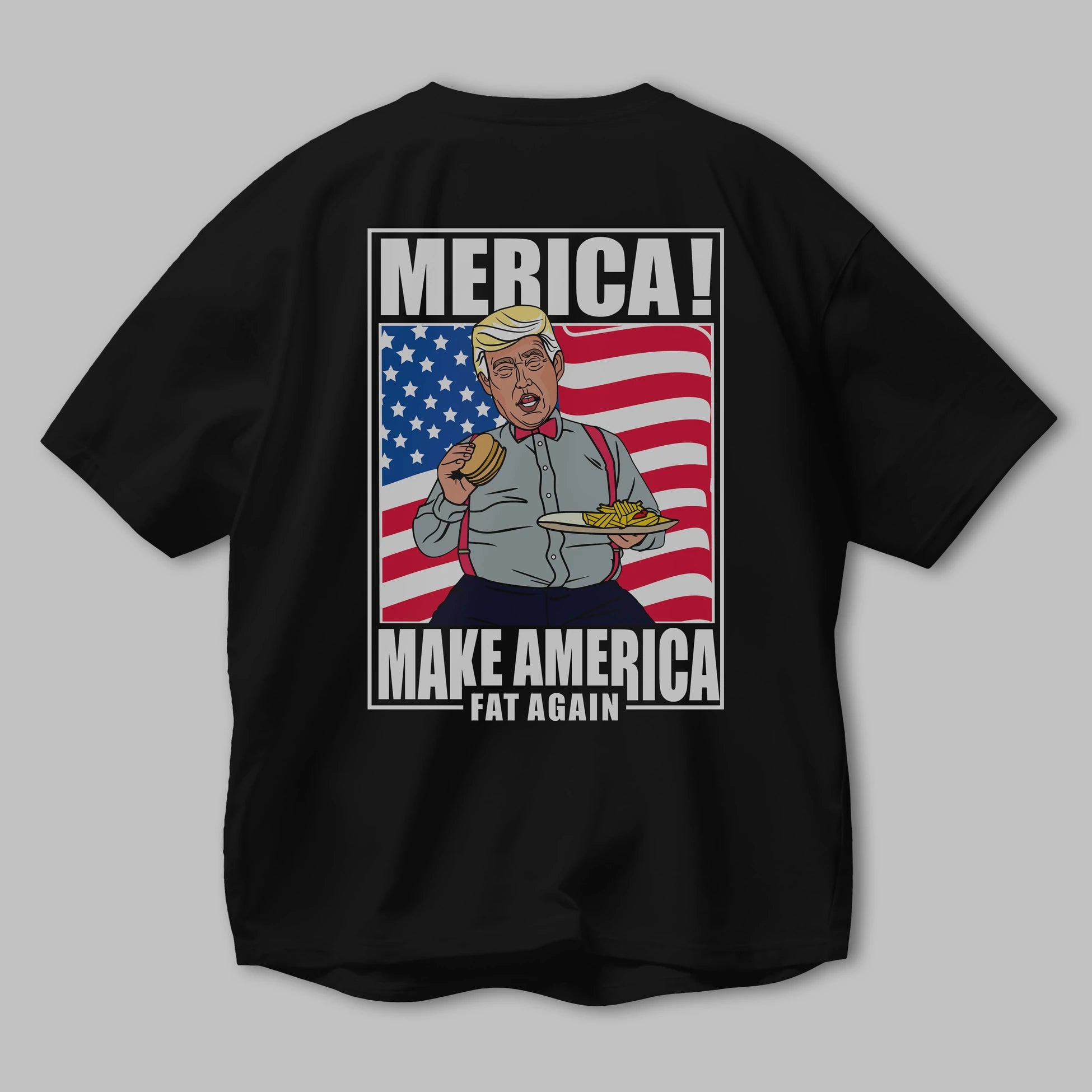 Trump Burger Arka Baskılı Oversize t-shirt Erkek Kadın Unisex %100 Pamuk tişort