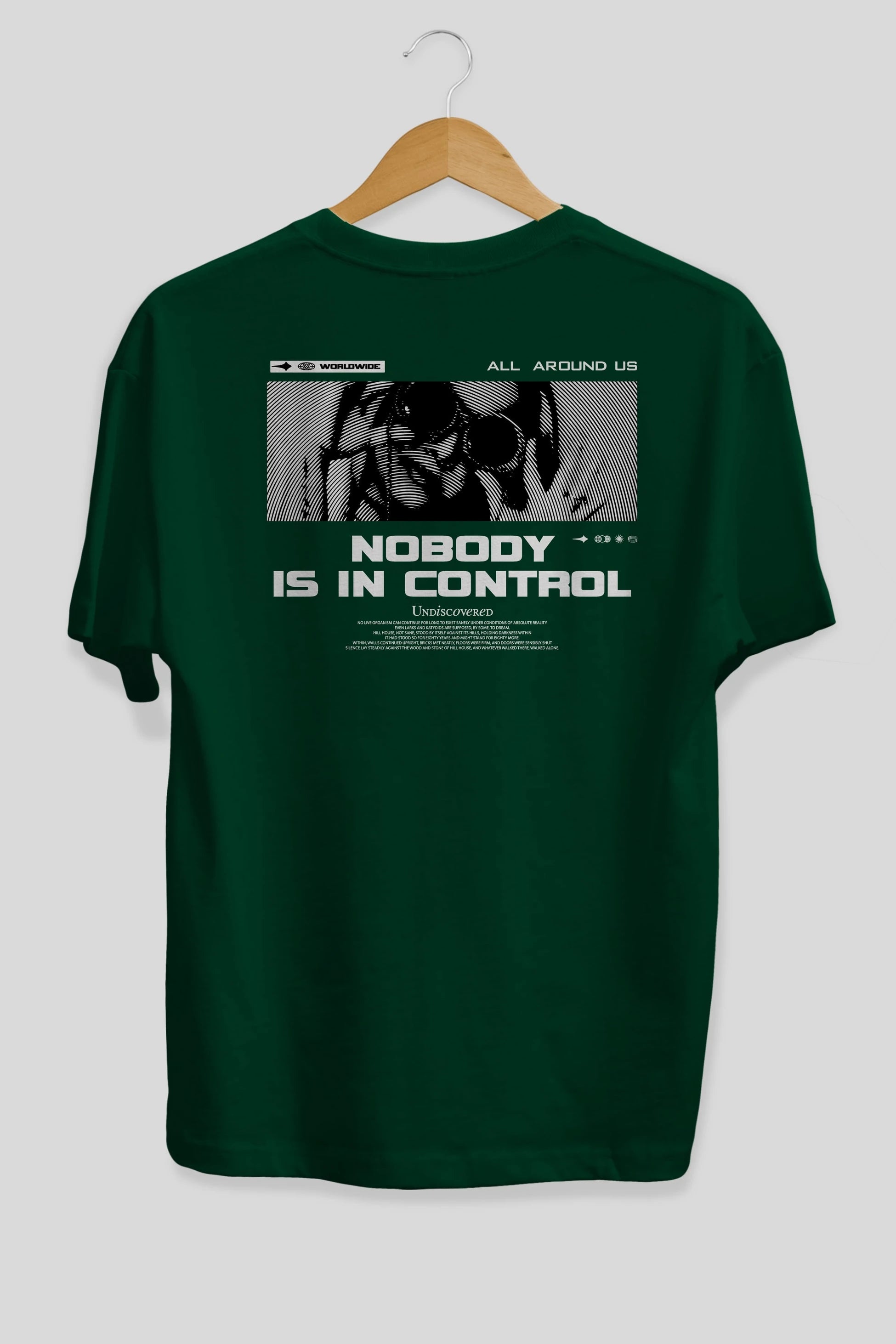Nobody is in Control Arka Baskılı Oversize t-shirt Erkek Kadın Unisex