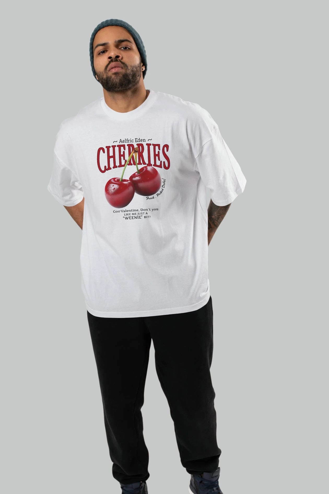 Cherry Cherries Ön Baskılı Oversize t-shirt Erkek Kadın Pamuk Bisiklet Yaka tişort