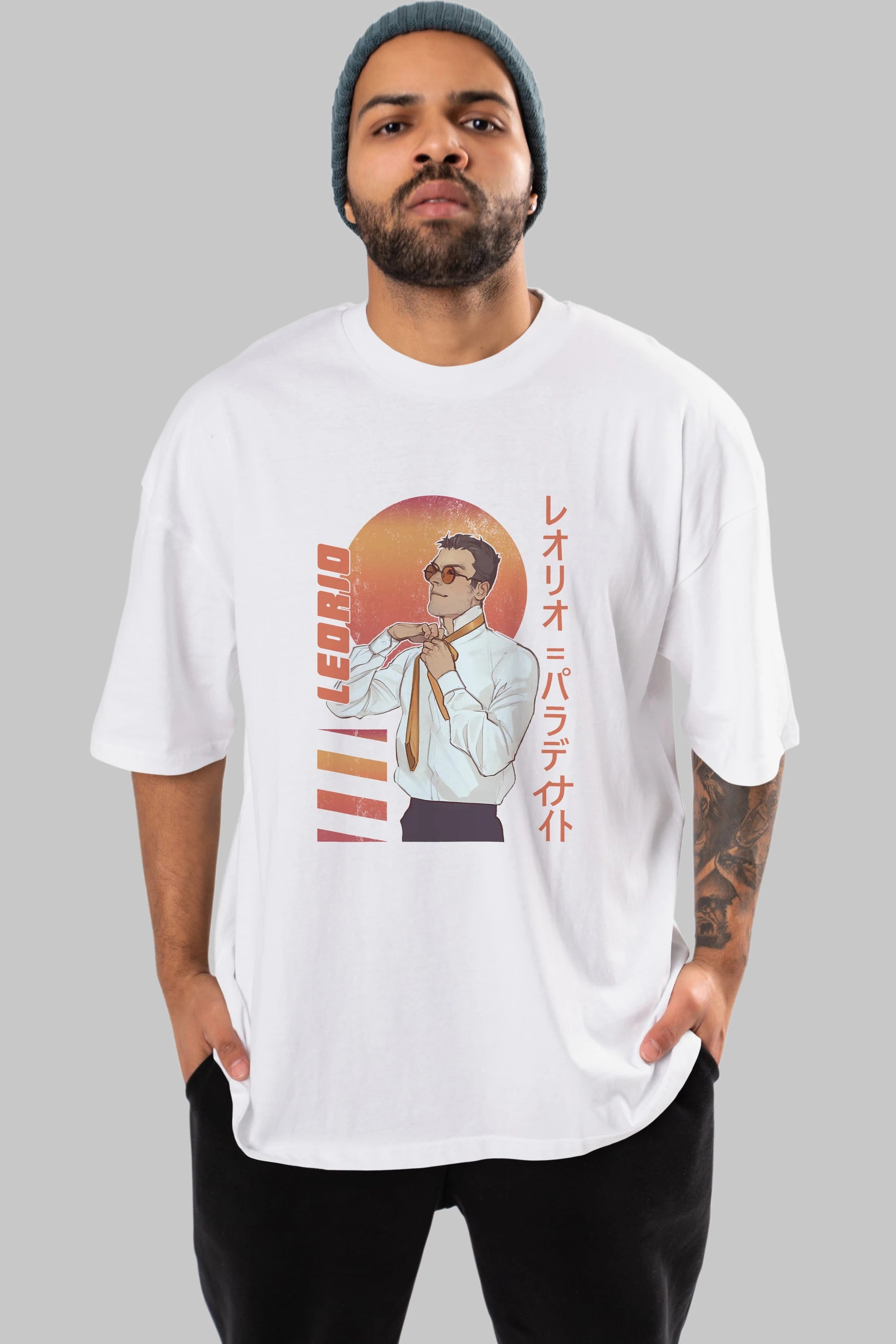 Leorio Paladiknight 5 (2) Anime Ön Baskılı Oversize t-shirt %100 pamuk Erkek Kadın Unisex