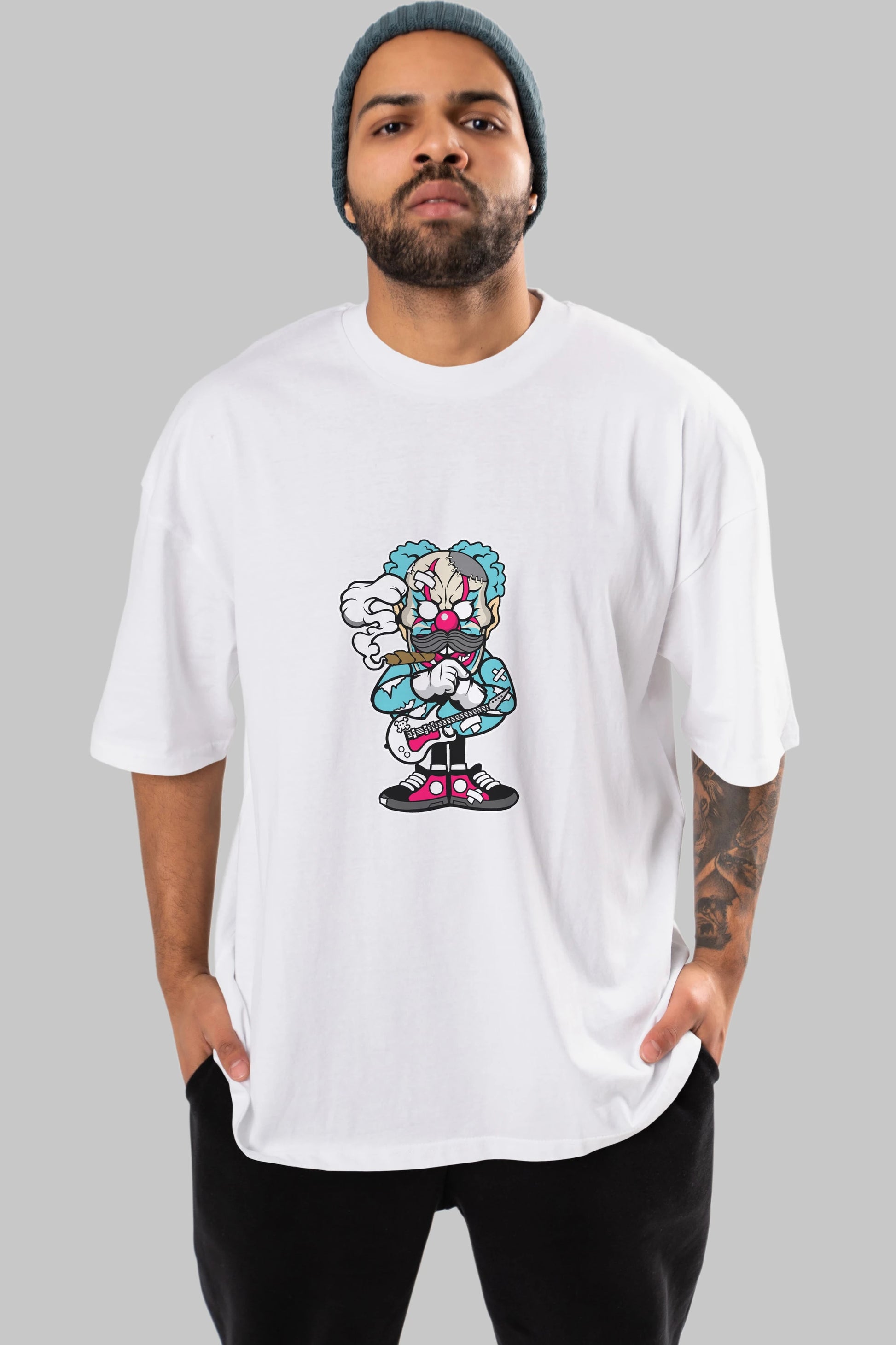 Clown Monster Ön Baskılı Oversize t-shirt Erkek Kadın Unisex %100 Pamuk tişort