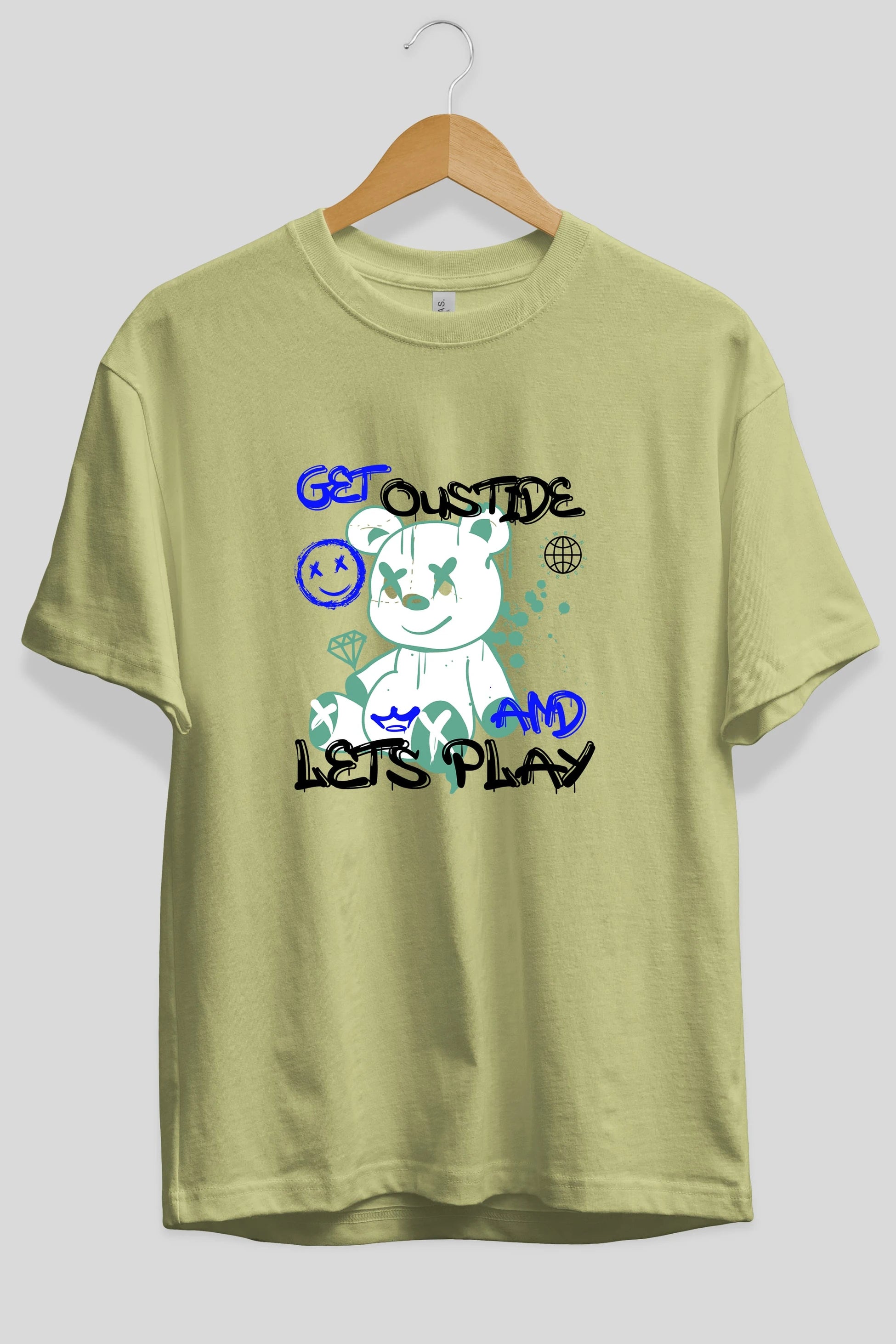 Get Outside Bear Ön Baskılı Oversize t-shirt Erkek Kadın Unisex