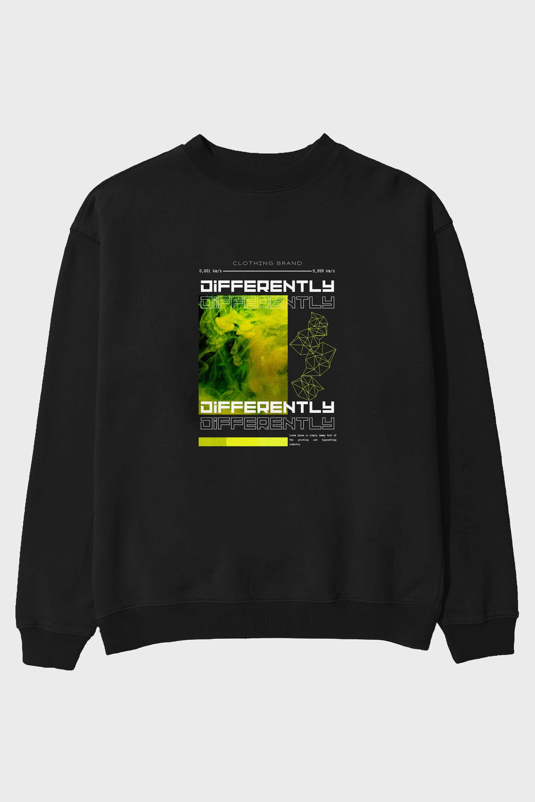 Differently Yazılı Ön Baskılı Oversize Sweatshirt Erkek Kadın Unisex