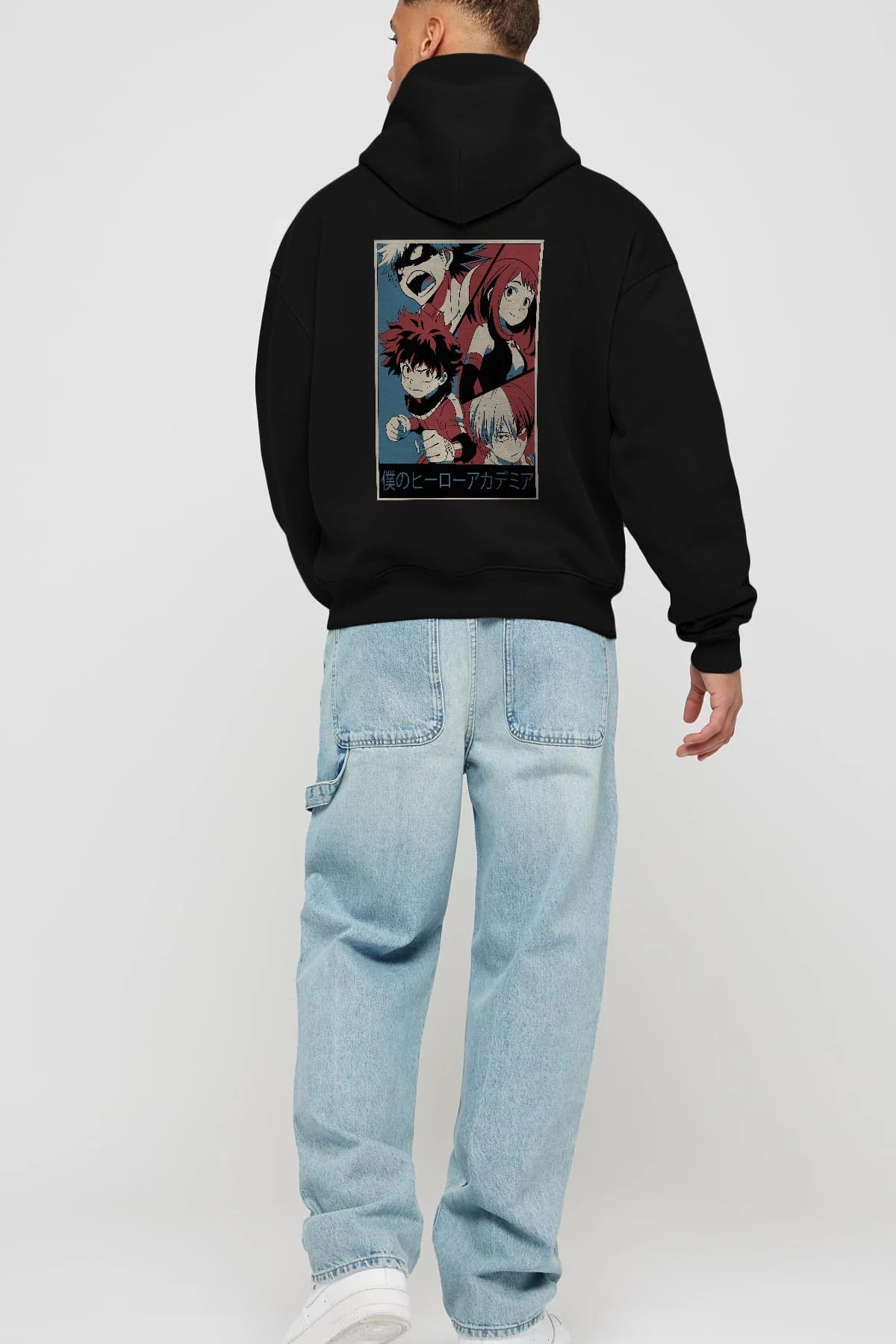 BokuNoHero Anime Arka Baskılı Hoodie Oversize Kapüşonlu Sweatshirt Erkek Kadın Unisex