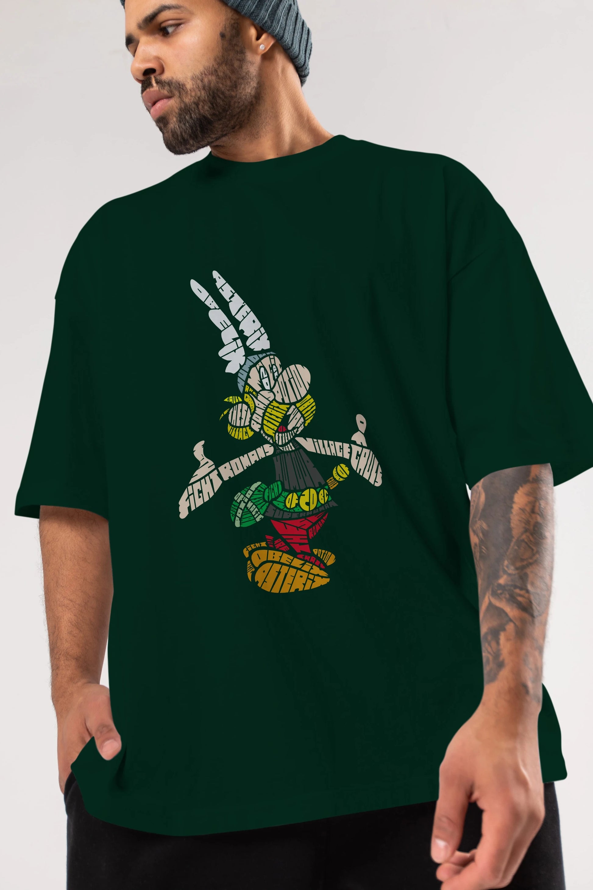 Asterix Ön Baskılı Oversize t-shirt %100 pamuk Erkek Kadın Unisex