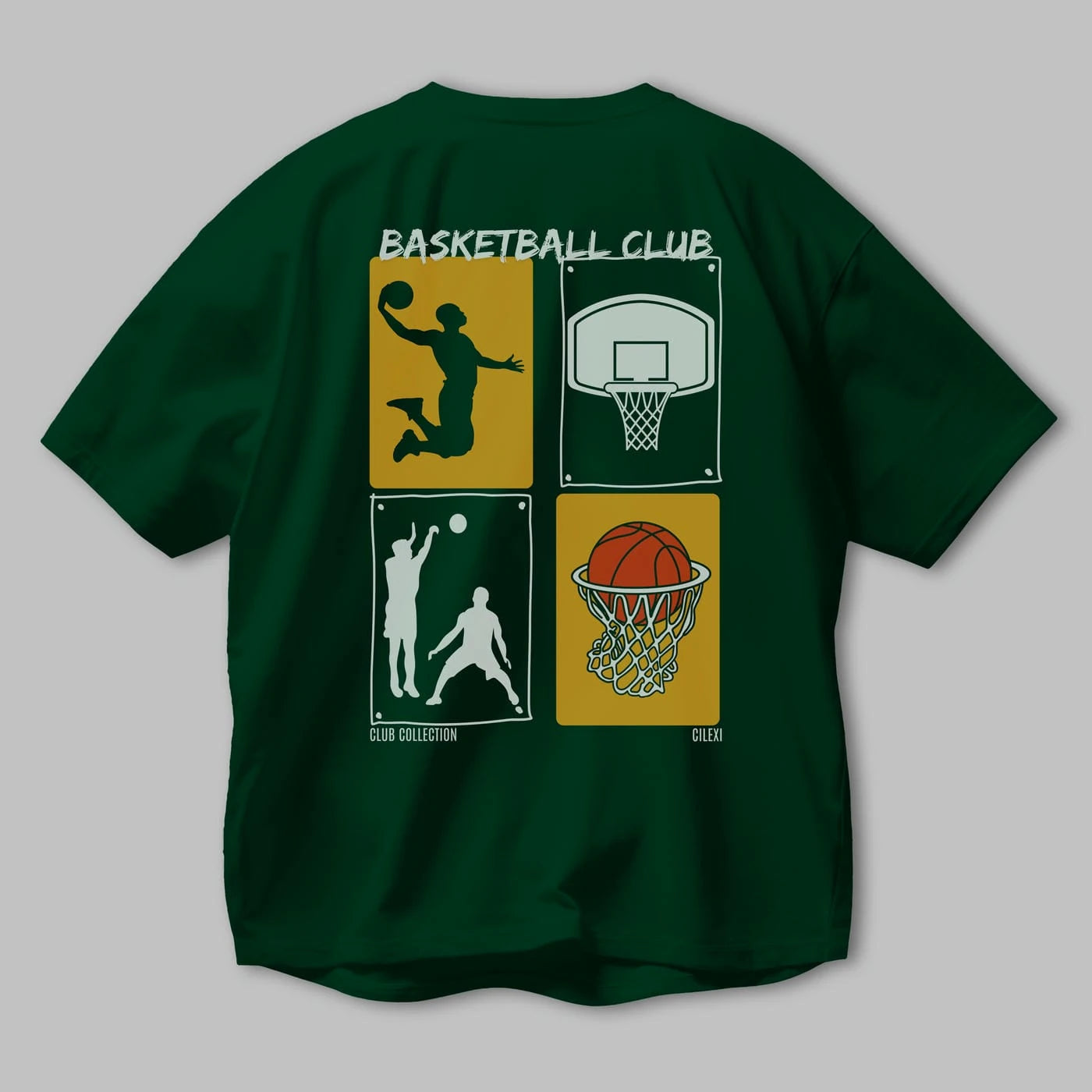 Basketball Club Arka Baskılı Oversize t-shirt Erkek Kadın %100 Pamuk Bisiklet Yaka tişort