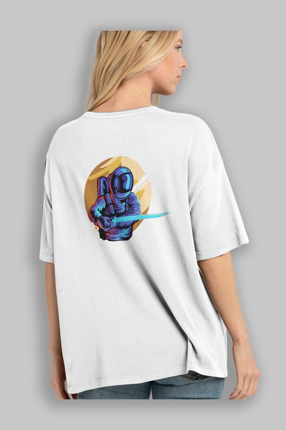 Astro Knight Arka Baskılı Oversize t-shirt Erkek Kadın Unisex