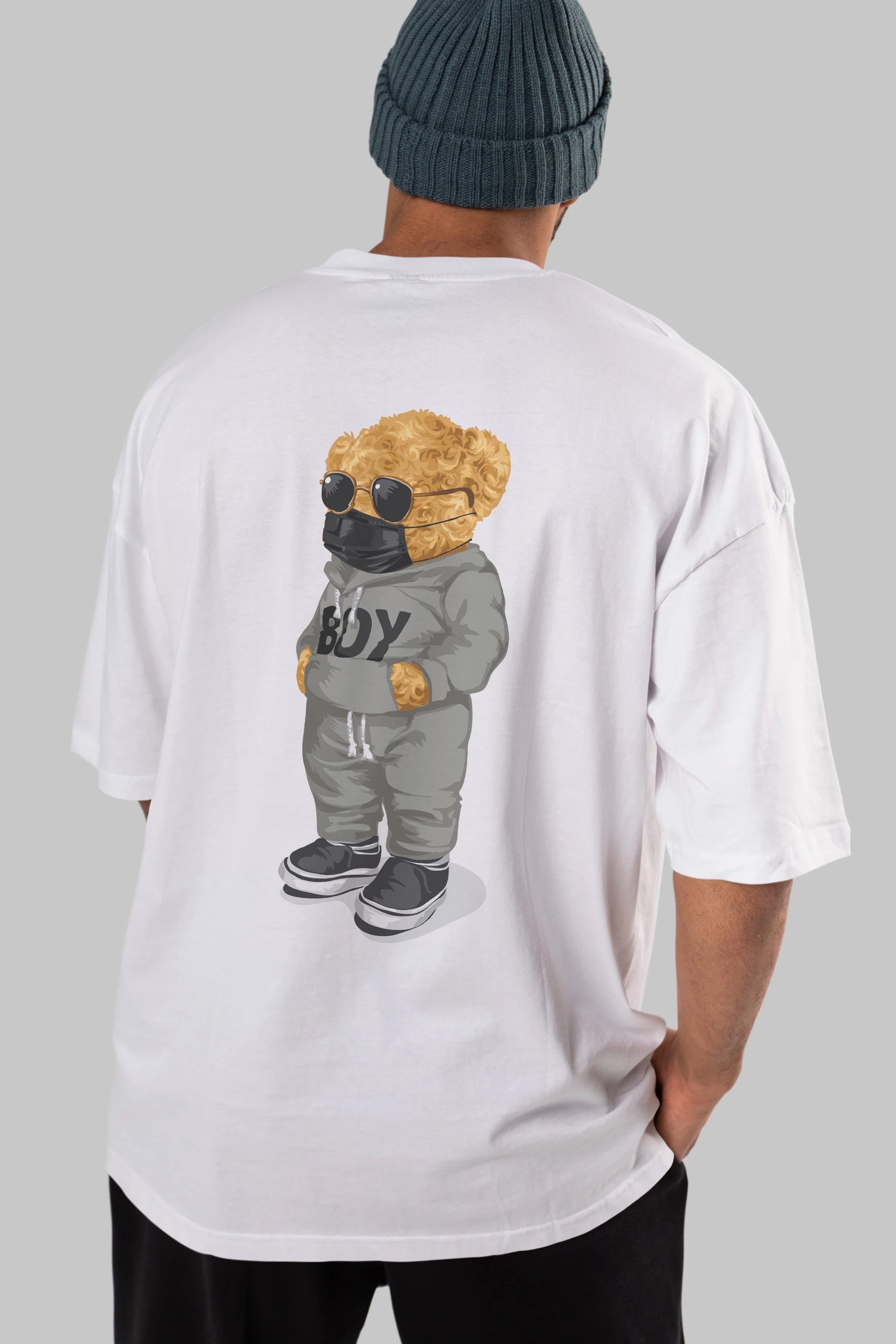 Teddy Bear Boy Arka Baskılı Oversize t-shirt Erkek Kadın Unisex %100 Pamuk