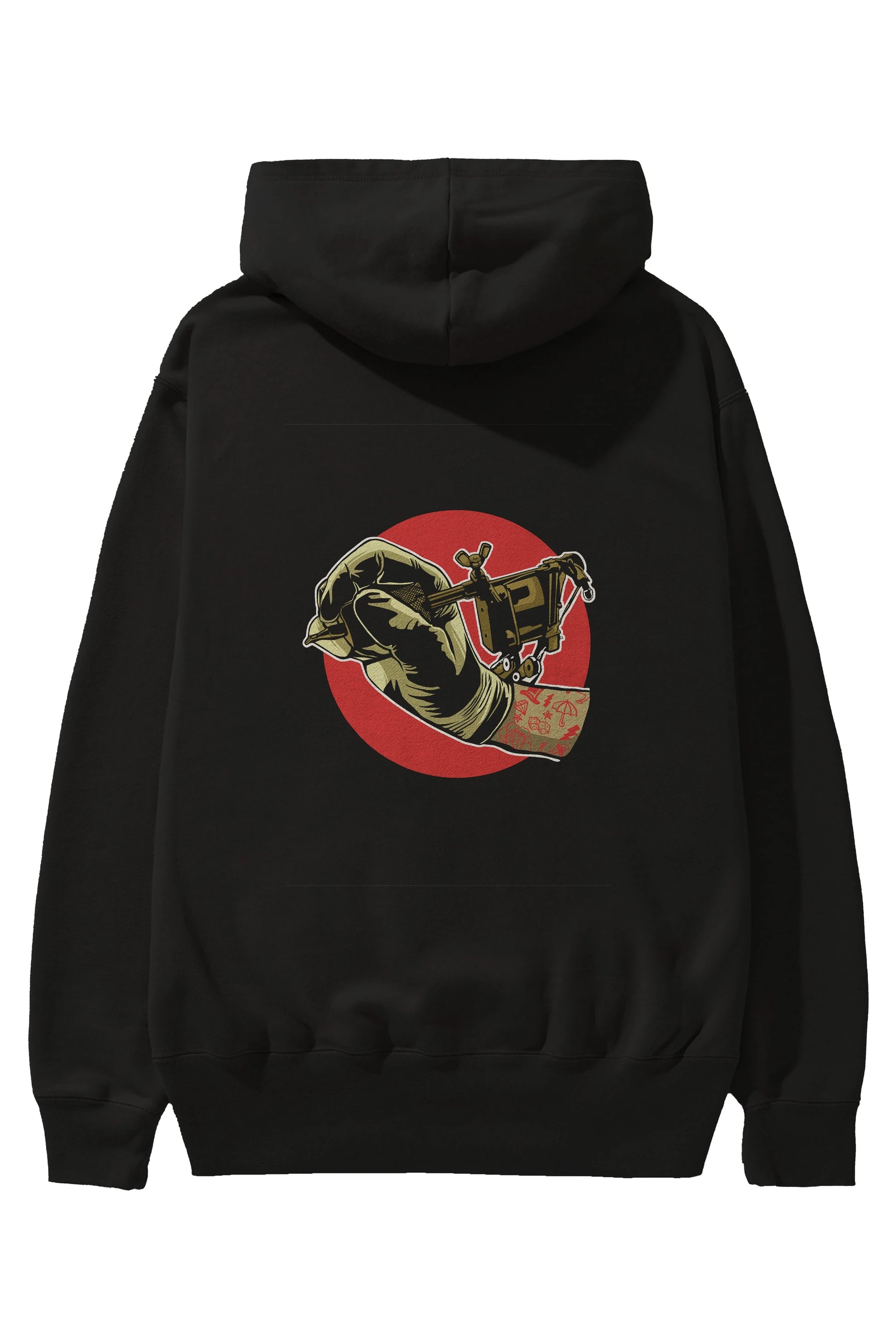 Tattoo Machine ] Arka Baskılı Hoodie Oversize Kapüşonlu Sweatshirt Erkek Kadın Unisex