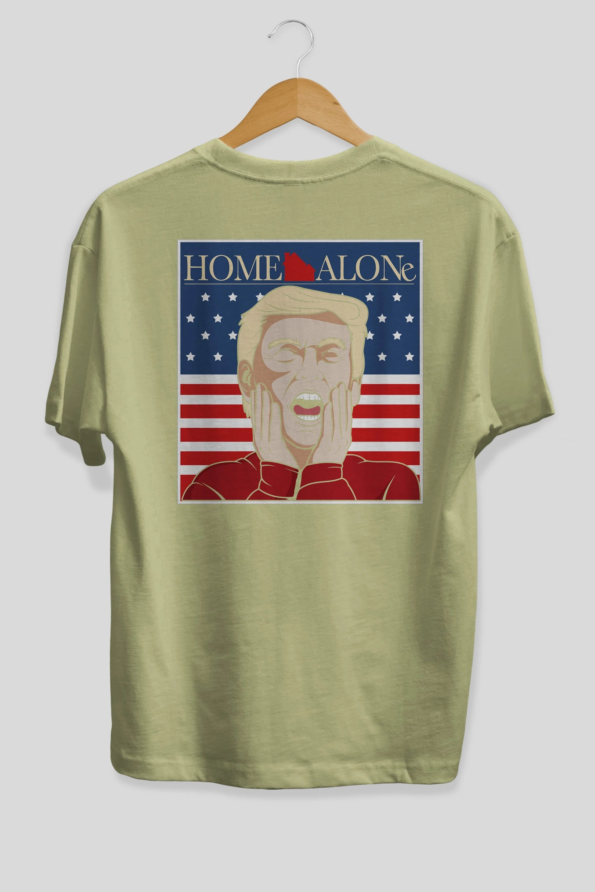 Home Alone Trump Arka Baskılı Oversize t-shirt Erkek Kadın Unisex %100 Pamuk tişort